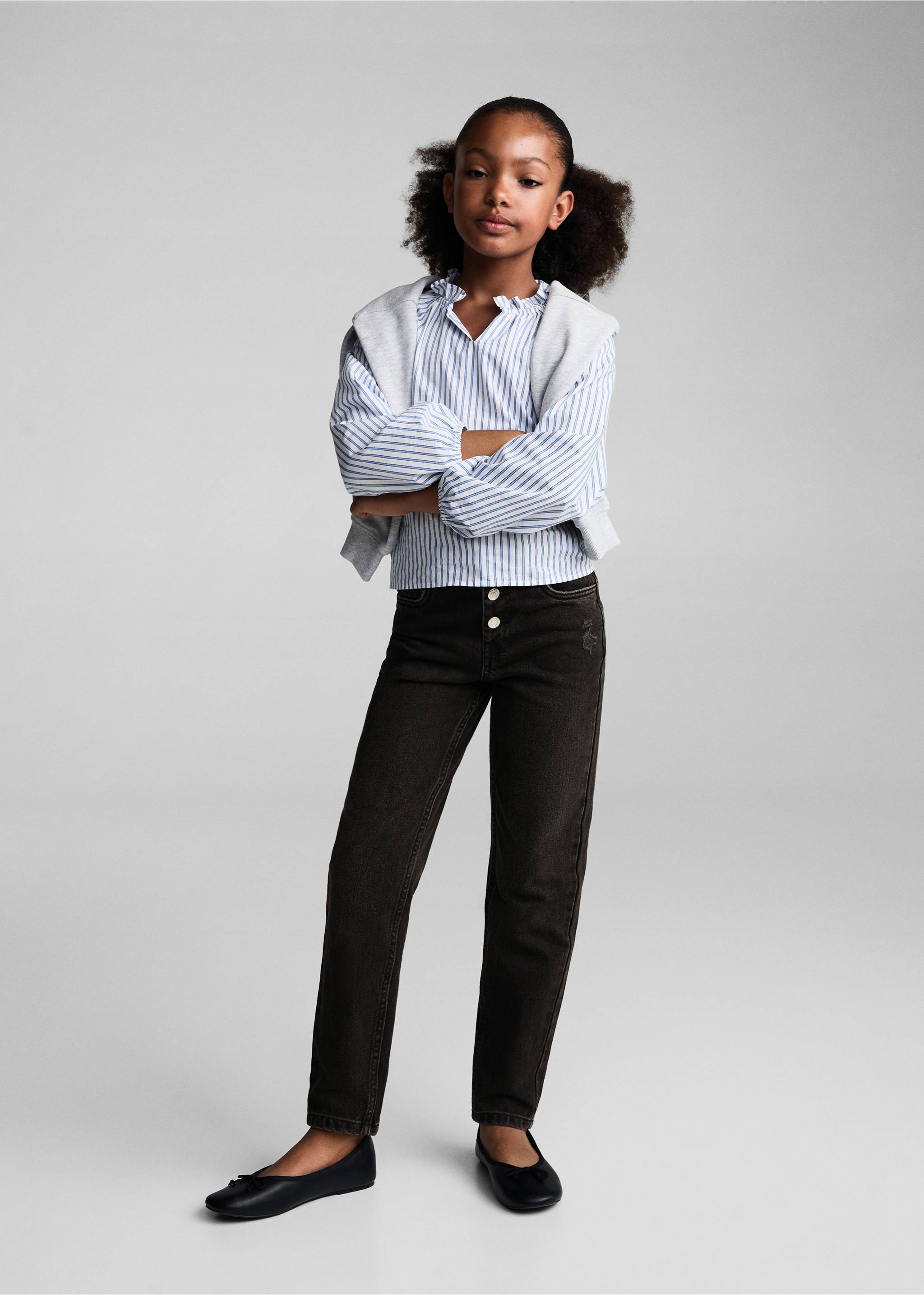 Mom-fit jeans - General plane, Black denim. Ref: 77003275-00.