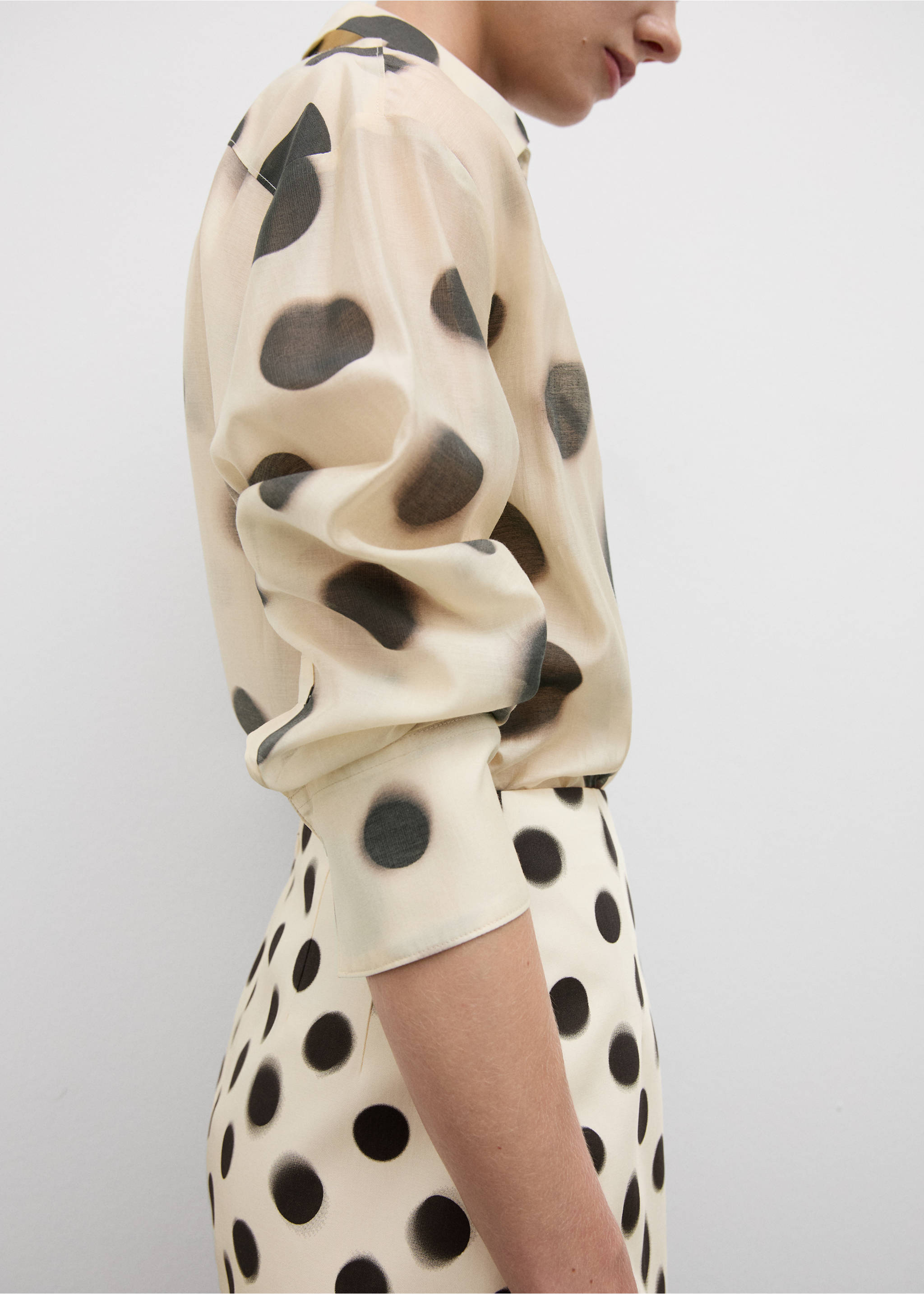 Polka-dot lyocell shirt - Деталь изделия 3, Экрю. Ref: 77004025-00.