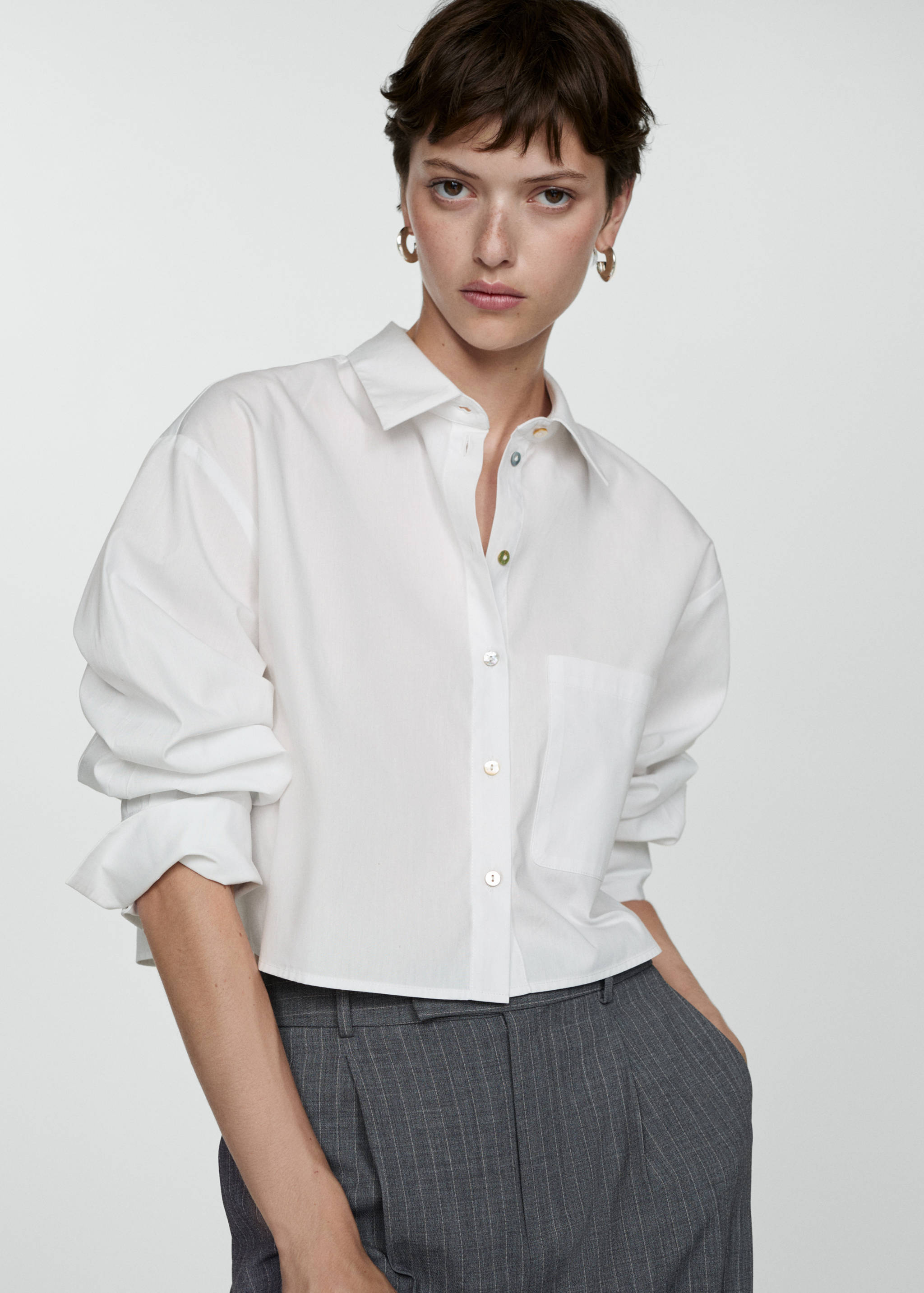Cropped shirt with pocket - Medium plane