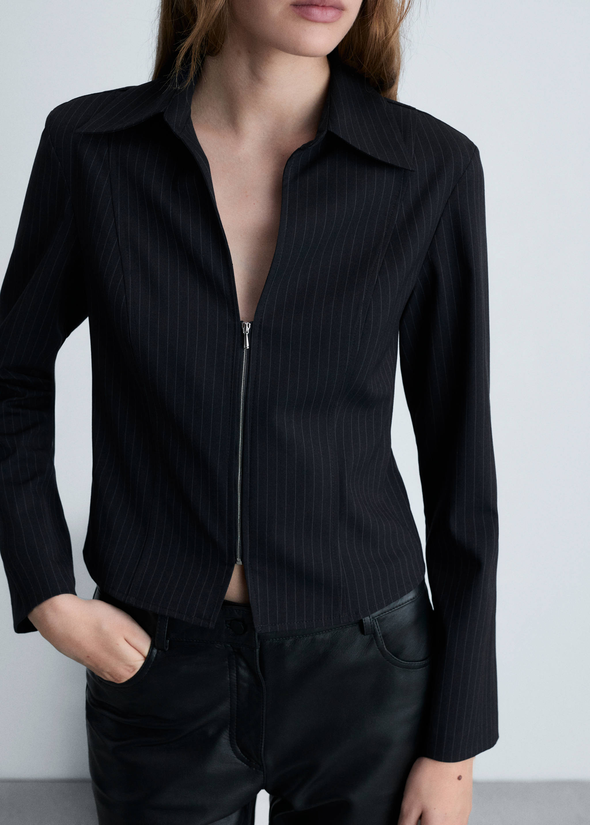 Pinstripe shirt with zip - Details of the article 6