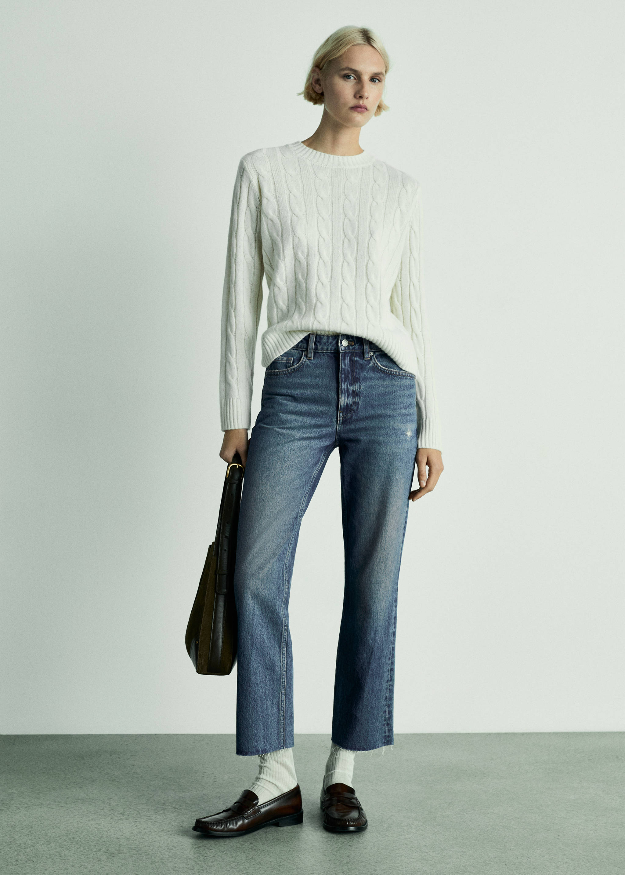 Jeans Blanca rectos crop - Plano general