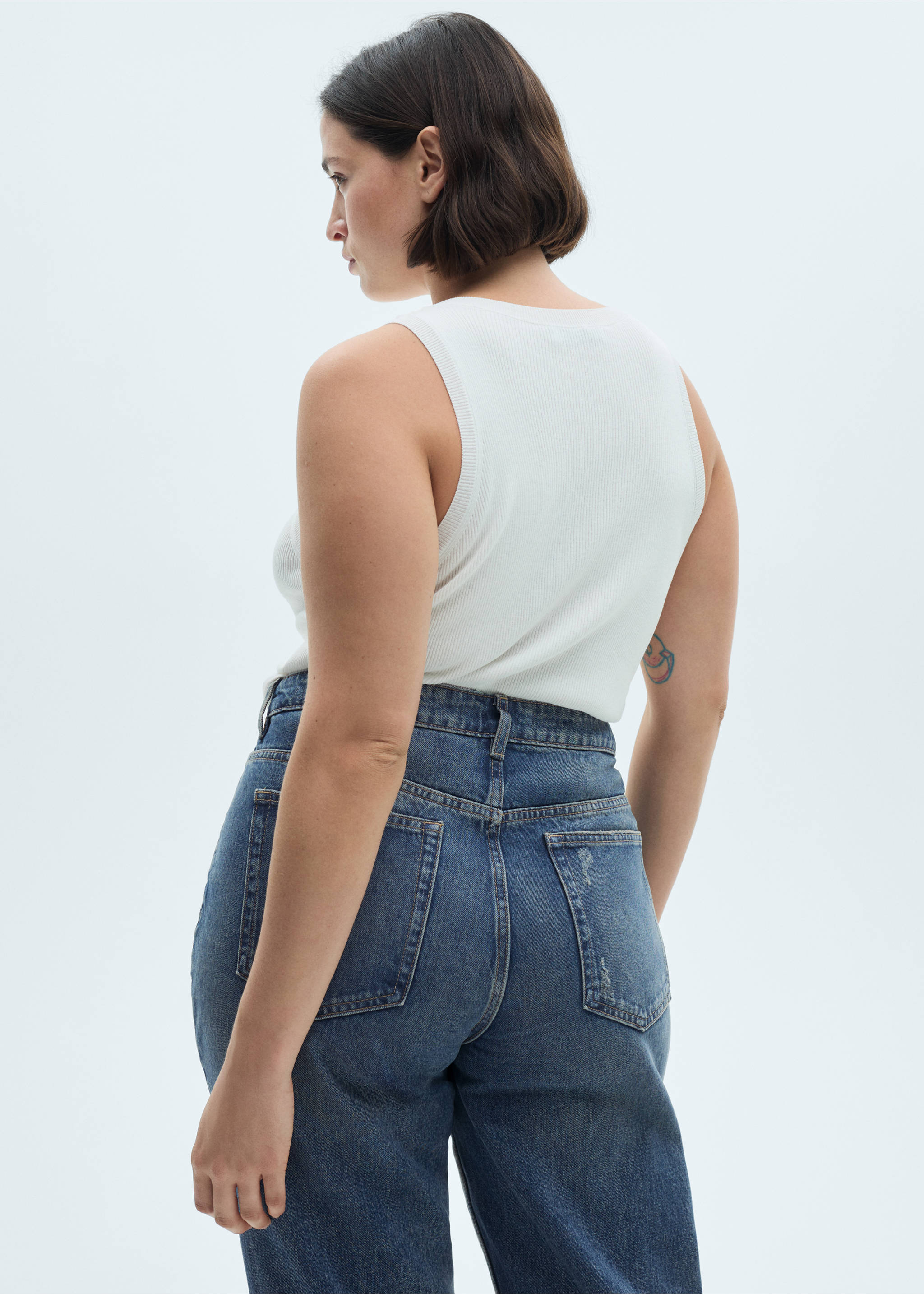 Blanca straight-fit cropped jeans - Details of the article 4, Dark Blue. Ref: 77004034-00.