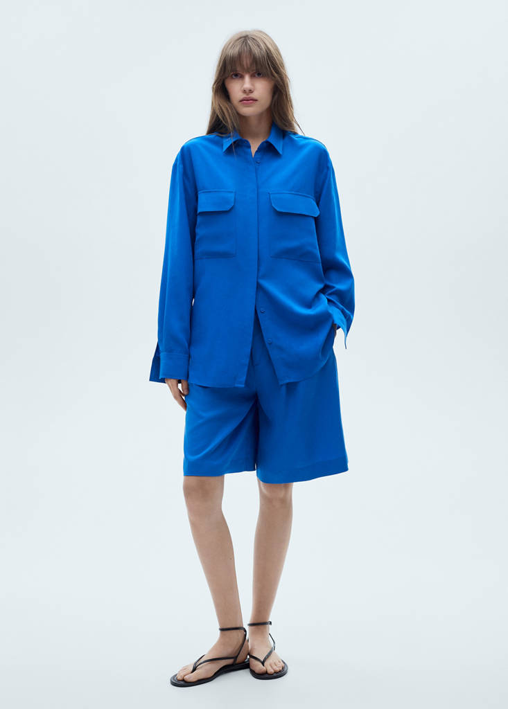 Lyocell shirt with pocket — Blue