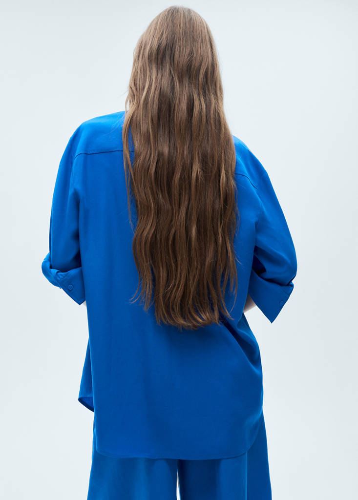 Lyocell shirt with pocket — Blue