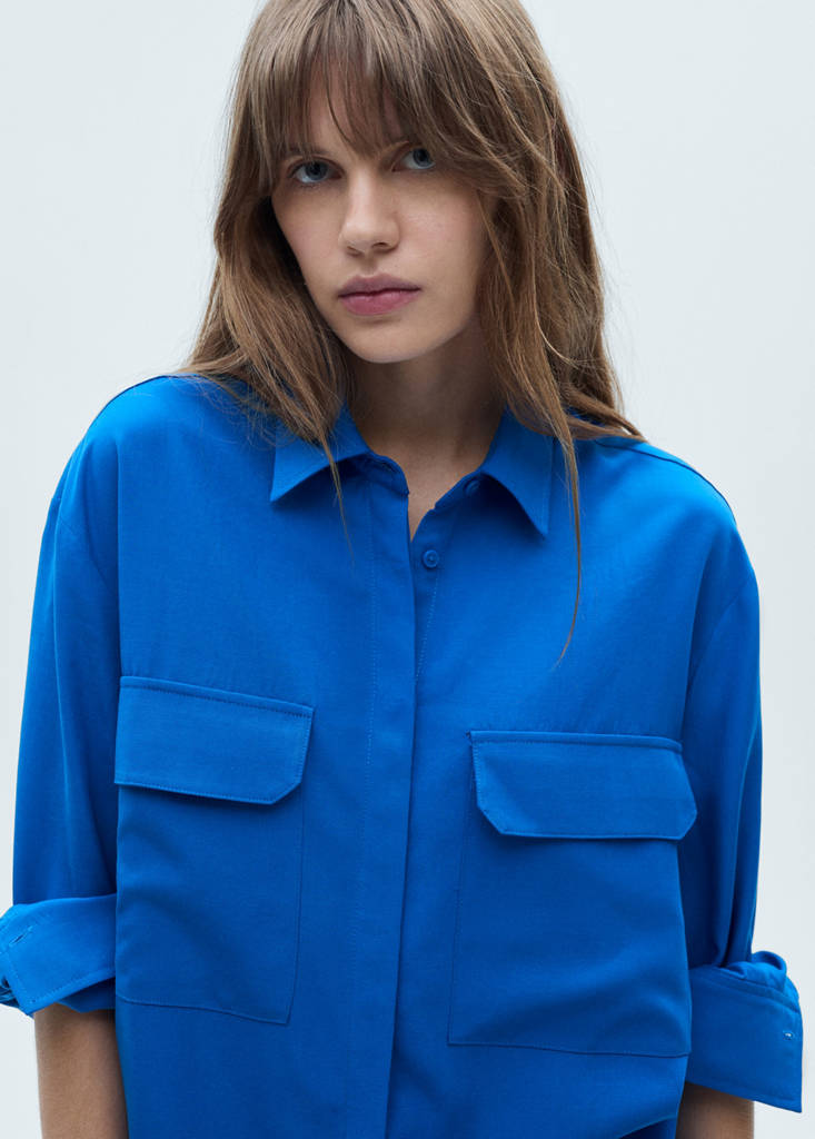 Lyocell shirt with pocket — Blue