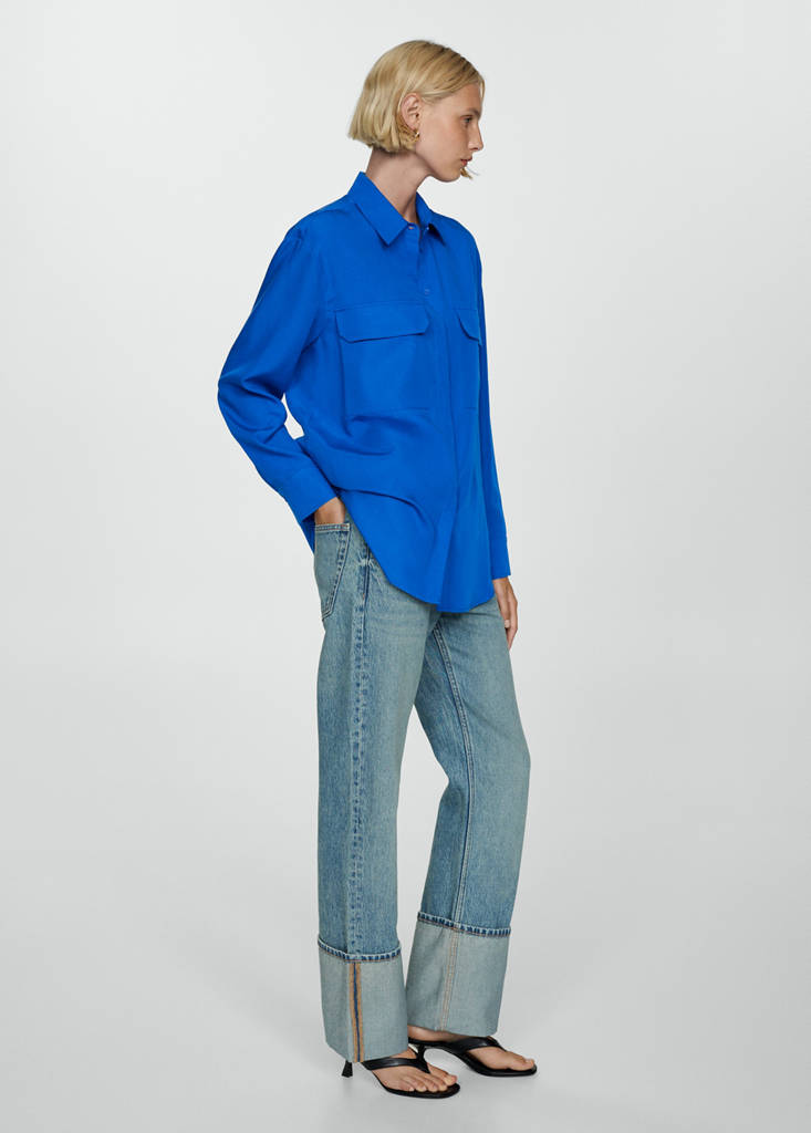 Lyocell shirt with pocket — Blue