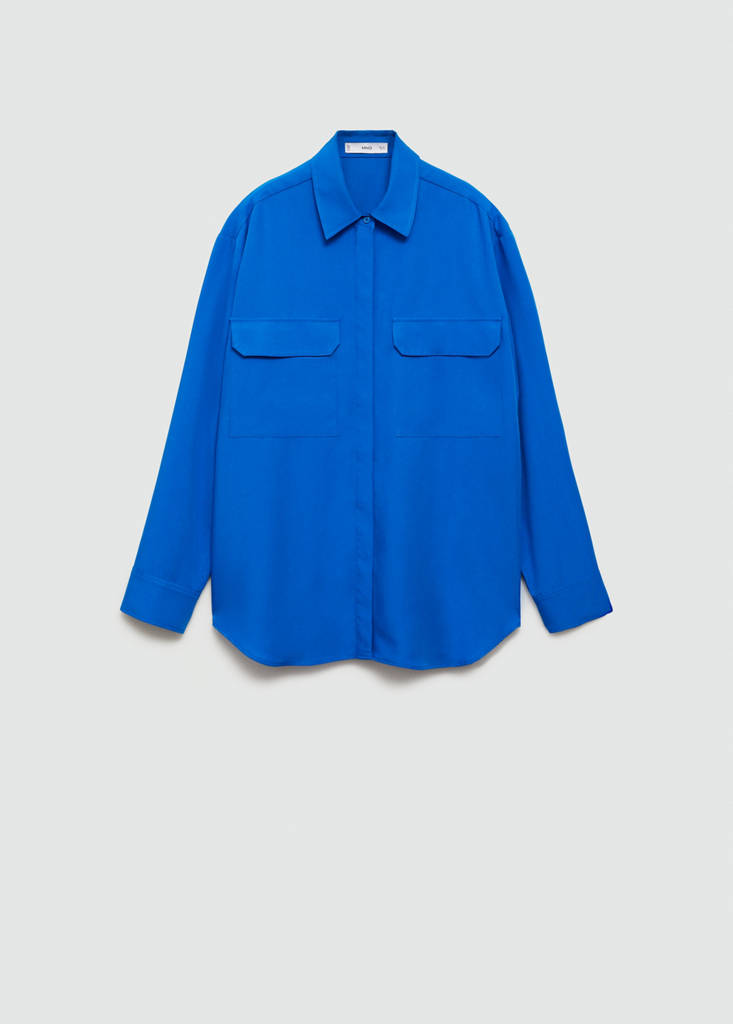Lyocell shirt with pocket — Blue