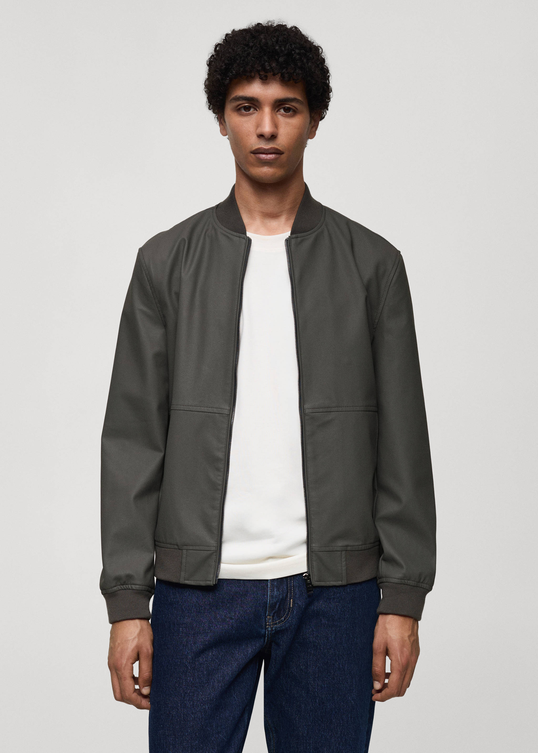 Jaqueta bomber efecte pell - Pla mig