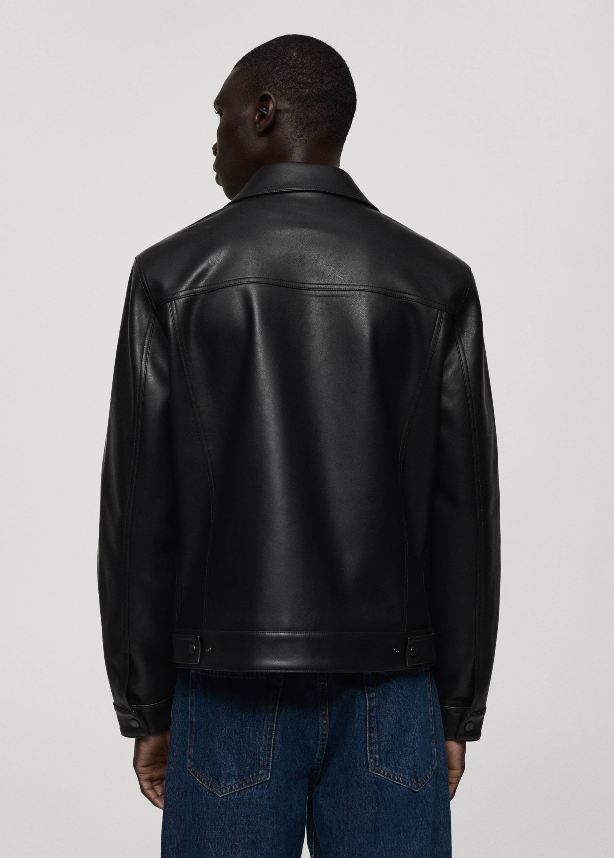 口袋皮夹克 - null