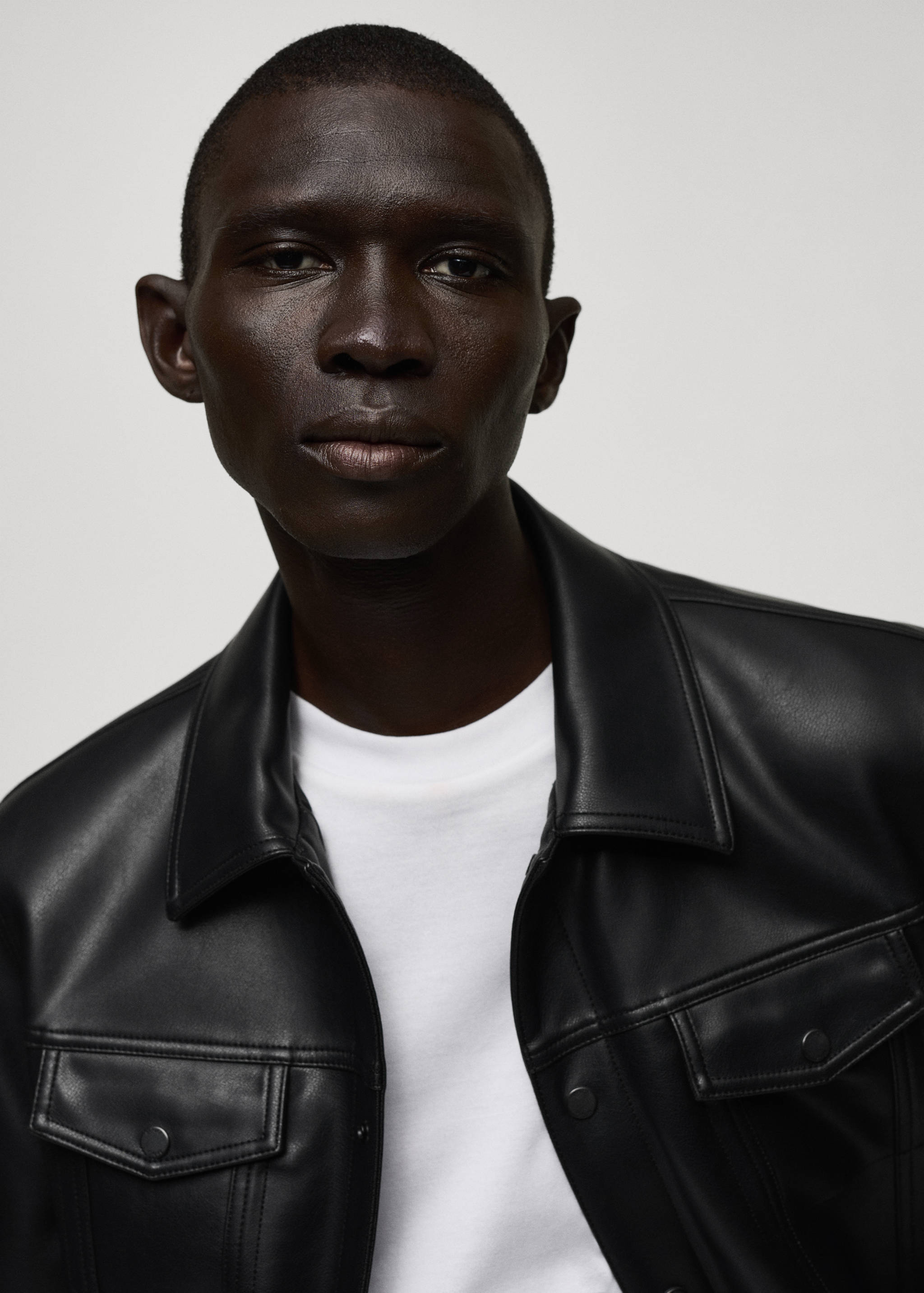 口袋皮夹克 - null