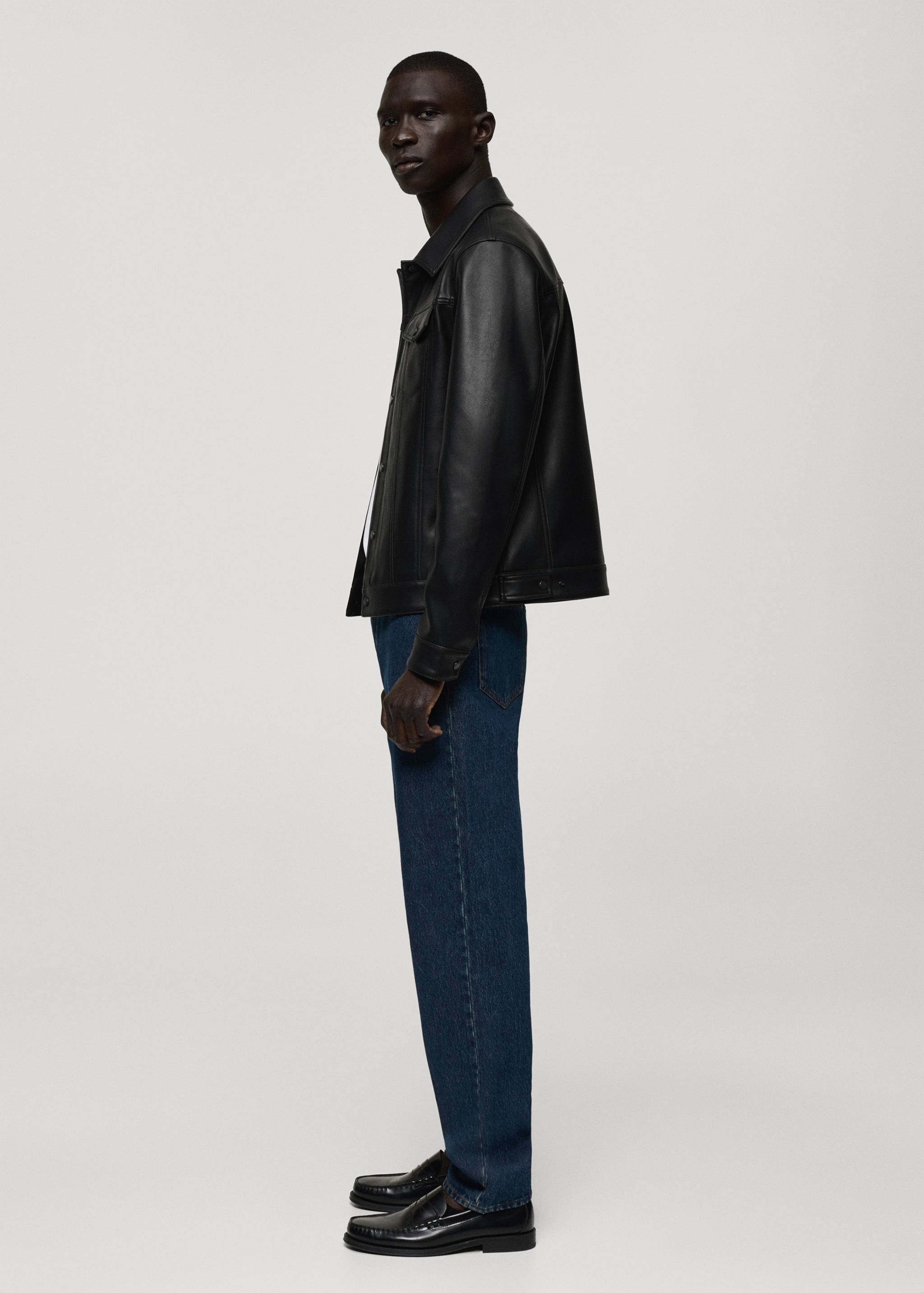 口袋皮夹克 - null