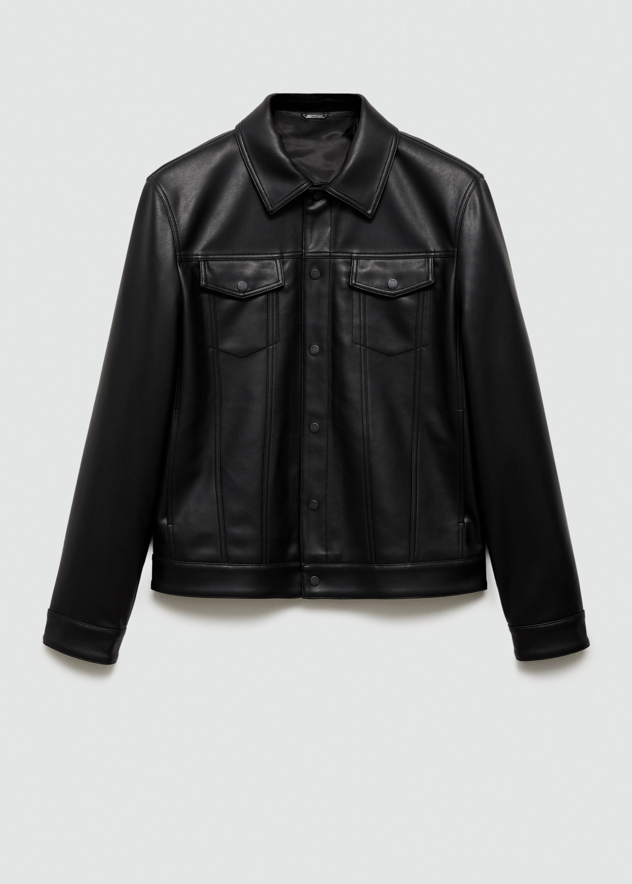 口袋皮夹克 - null