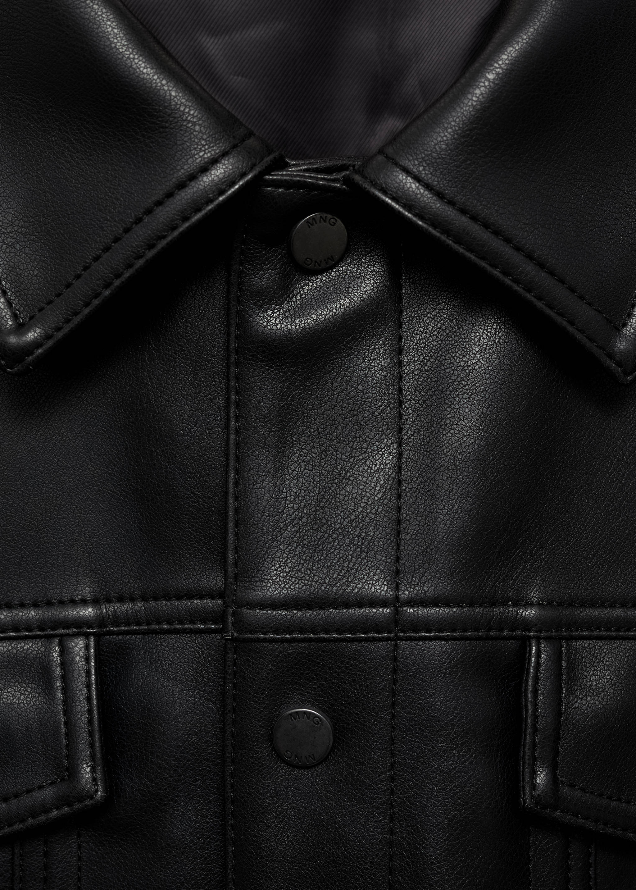 口袋皮夹克 - null