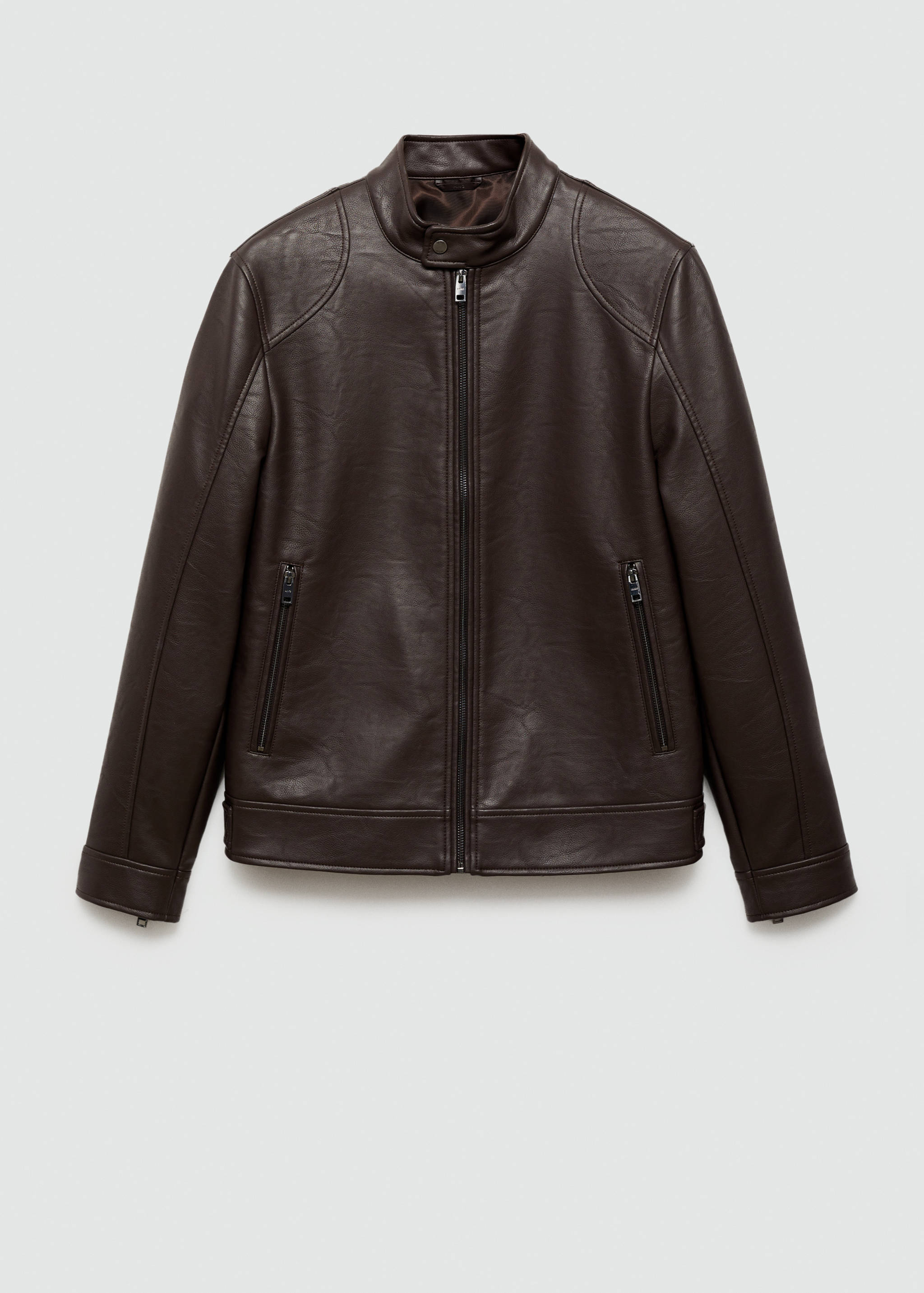 جاكيت بسحّاب بتأثير الجلد - منتج دون نموذج