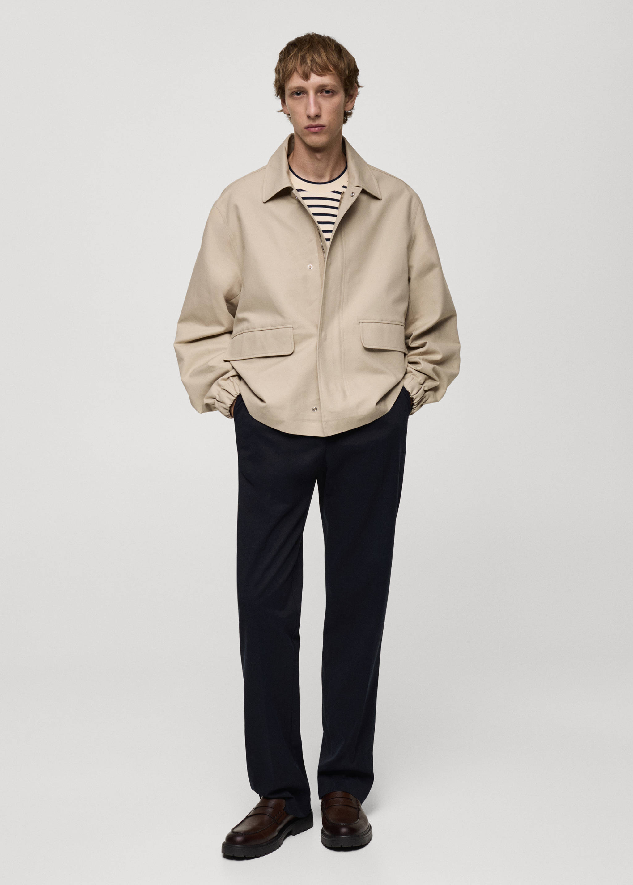Oversized cotton jacket with pockets - General plane