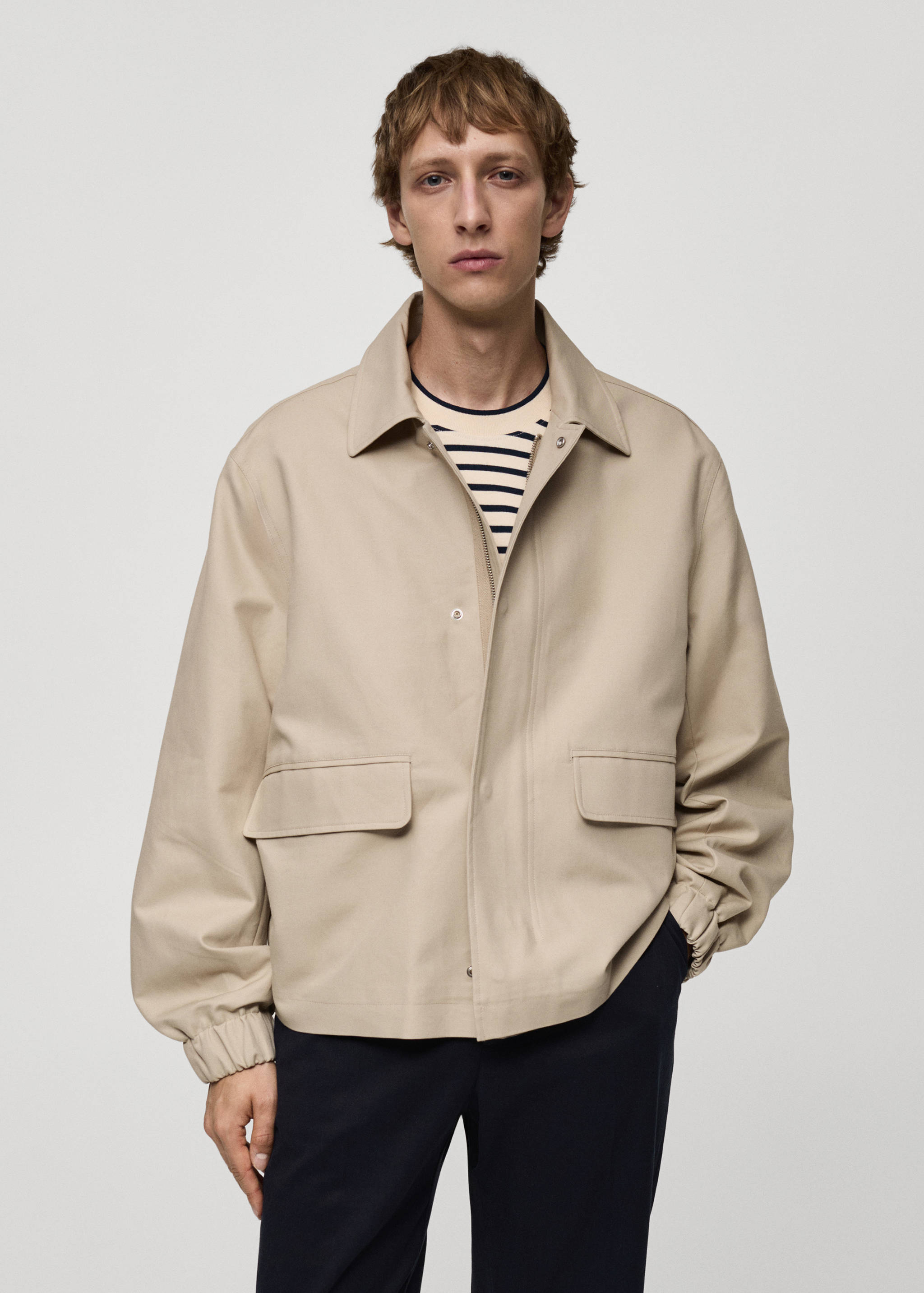 Oversized cotton jacket with pockets - Medium plane