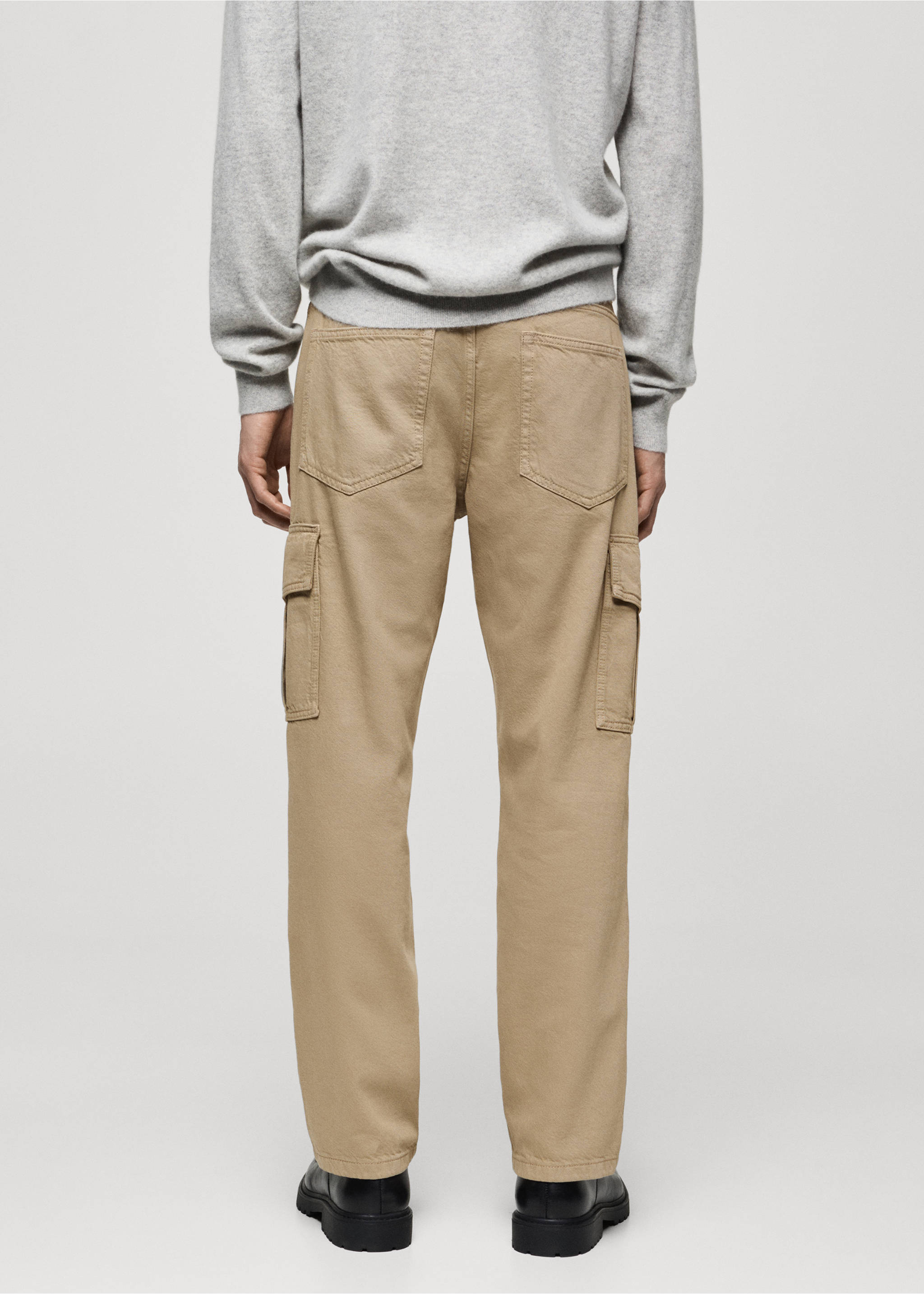 Jeans cargo straight fit - Reverso del artículo, Khaki. Ref: 77004446-00.