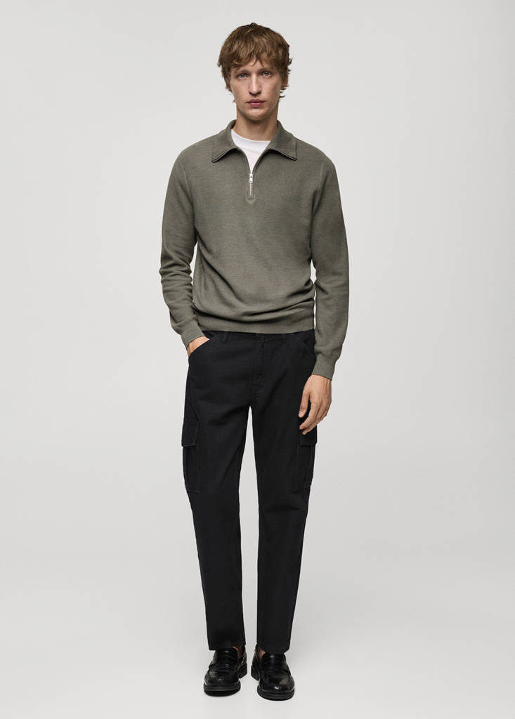 Straight-fit cargo jeans — Black denim