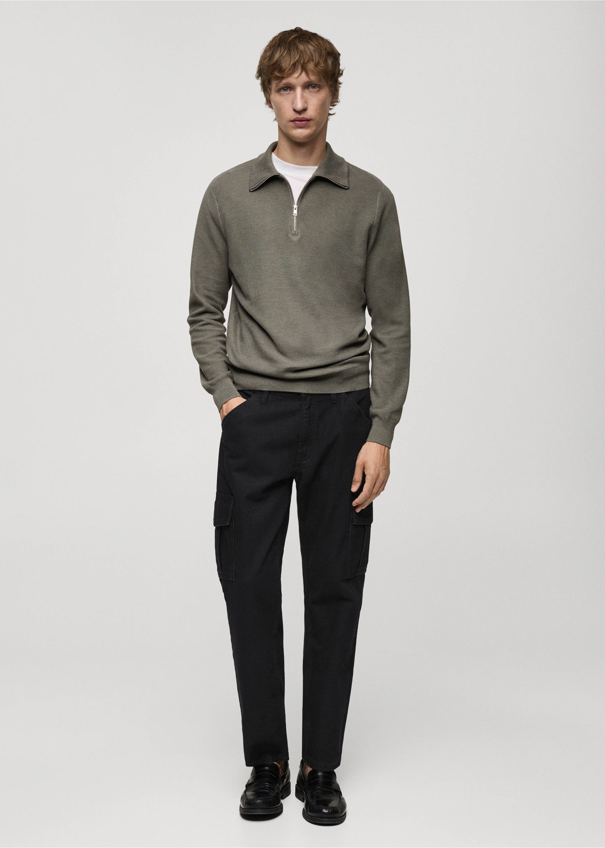 Jeans cargo straight fit - Plano general, Denim negro. Ref: 77004446-00.