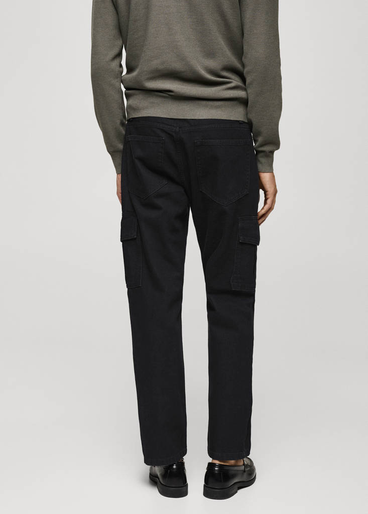 Straight-fit cargo jeans — Black denim
