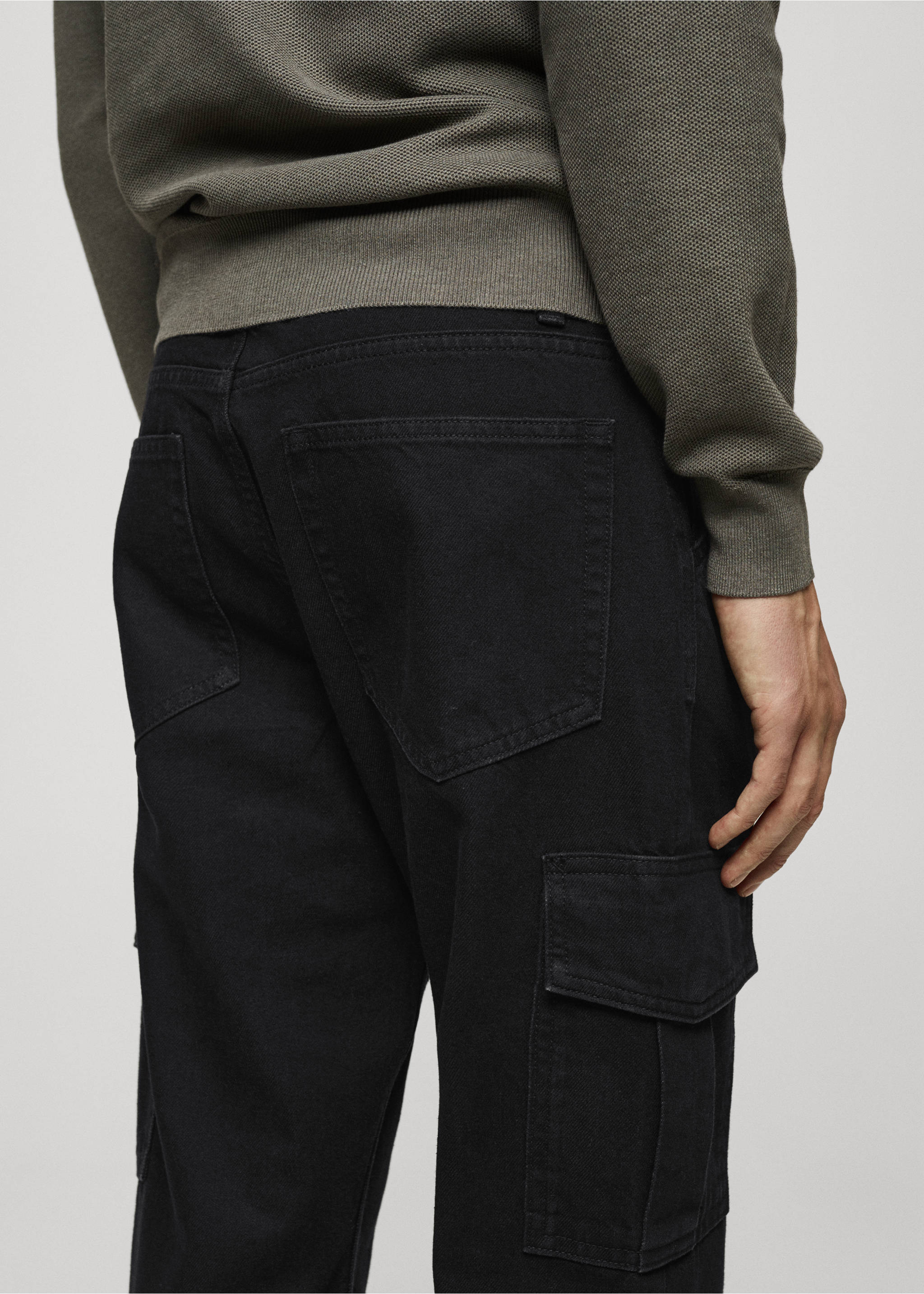 Jeans cargo straight fit - Detalle del artículo 3, Denim negro. Ref: 77004446-00.