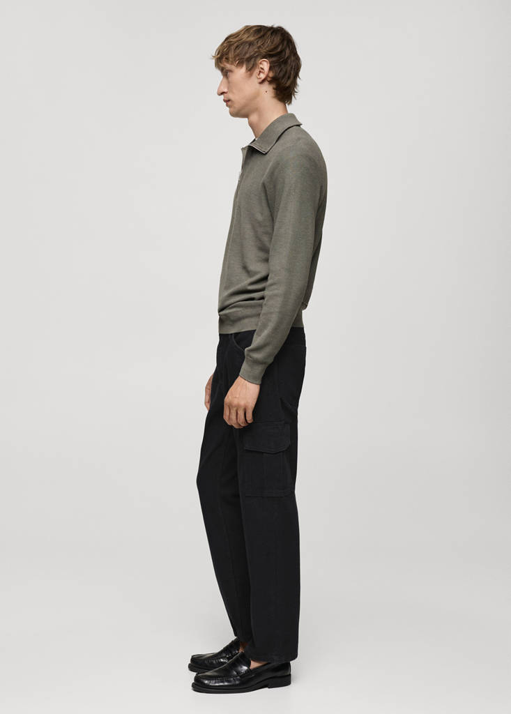 Straight-fit cargo jeans — Black denim