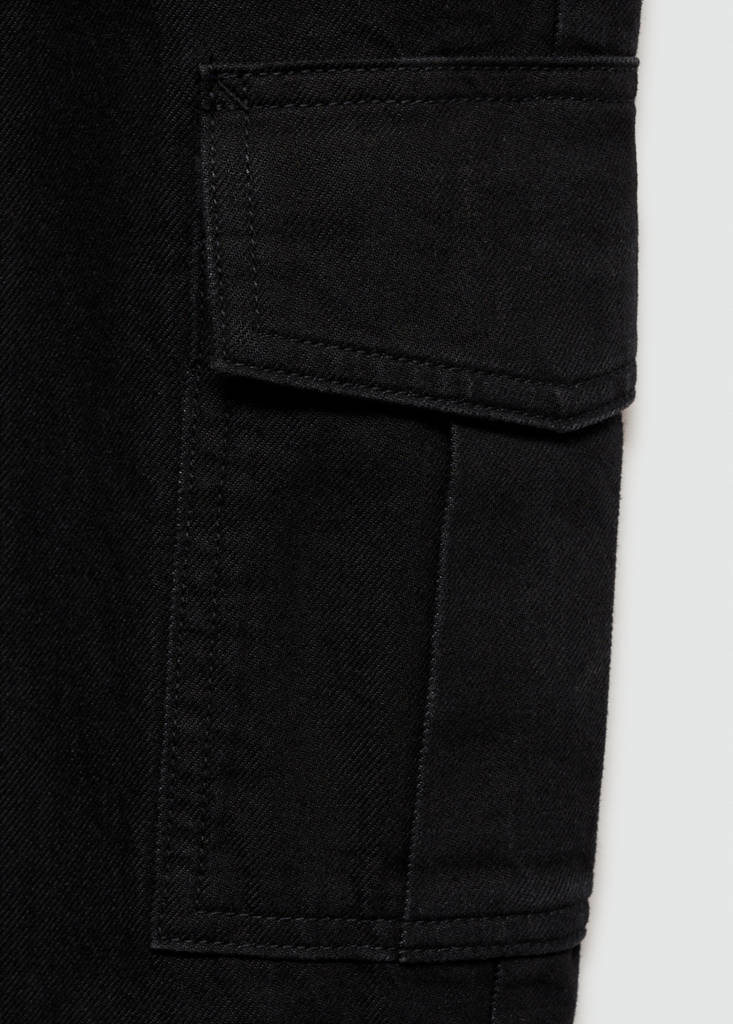 Straight-fit cargo jeans — Black denim