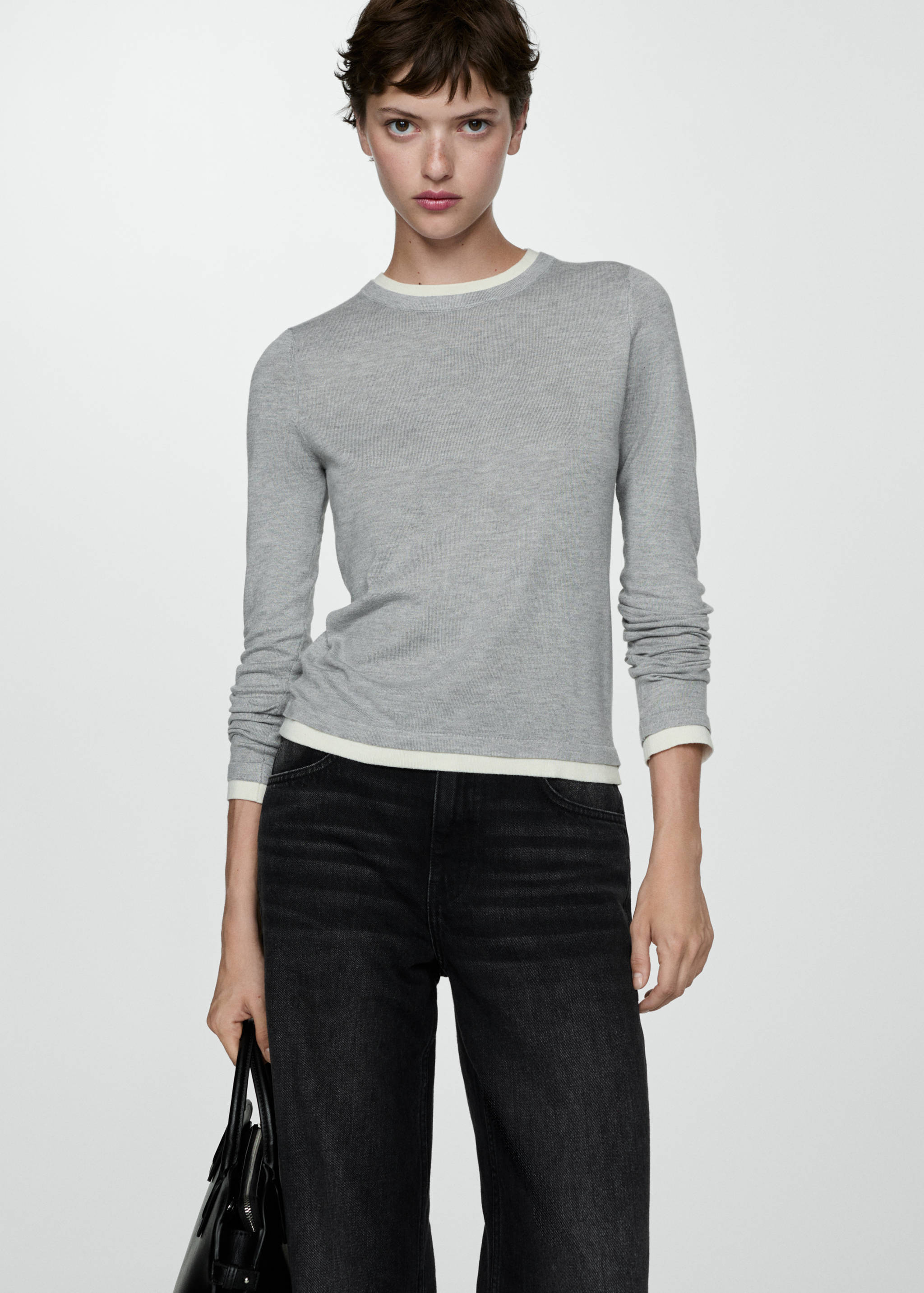 Fine-knit sweater with contrasting trims - Medium plane