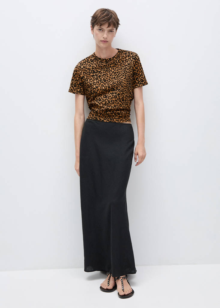Animal-print cotton t-shirt