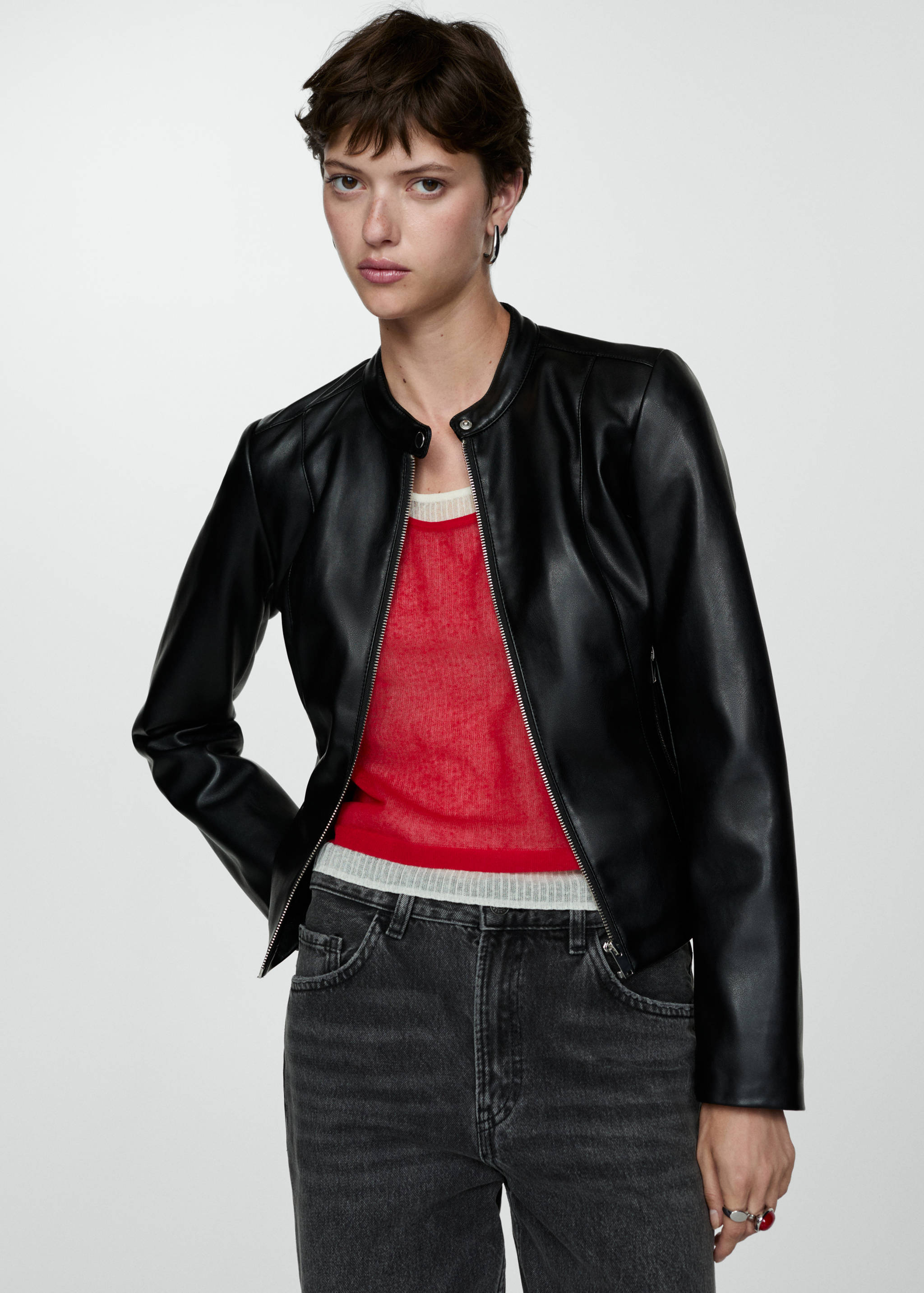 Faux-leather biker jacket - Medium plane