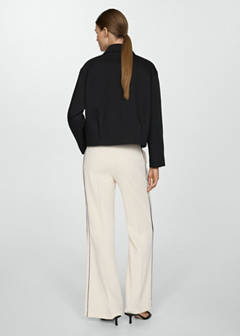 Wide leg striped trousers — Ecru 3