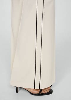 Wide leg striped trousers — Ecru 5
