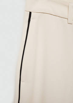 Wide leg striped trousers — Ecru 8