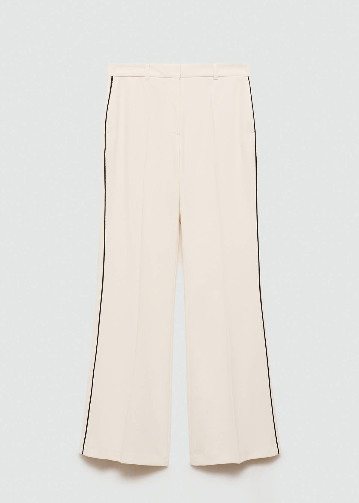 Wide leg striped trousers — Ecru