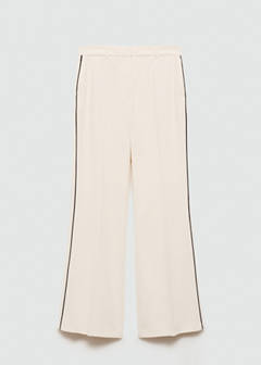 Wide leg striped trousers — Ecru 7