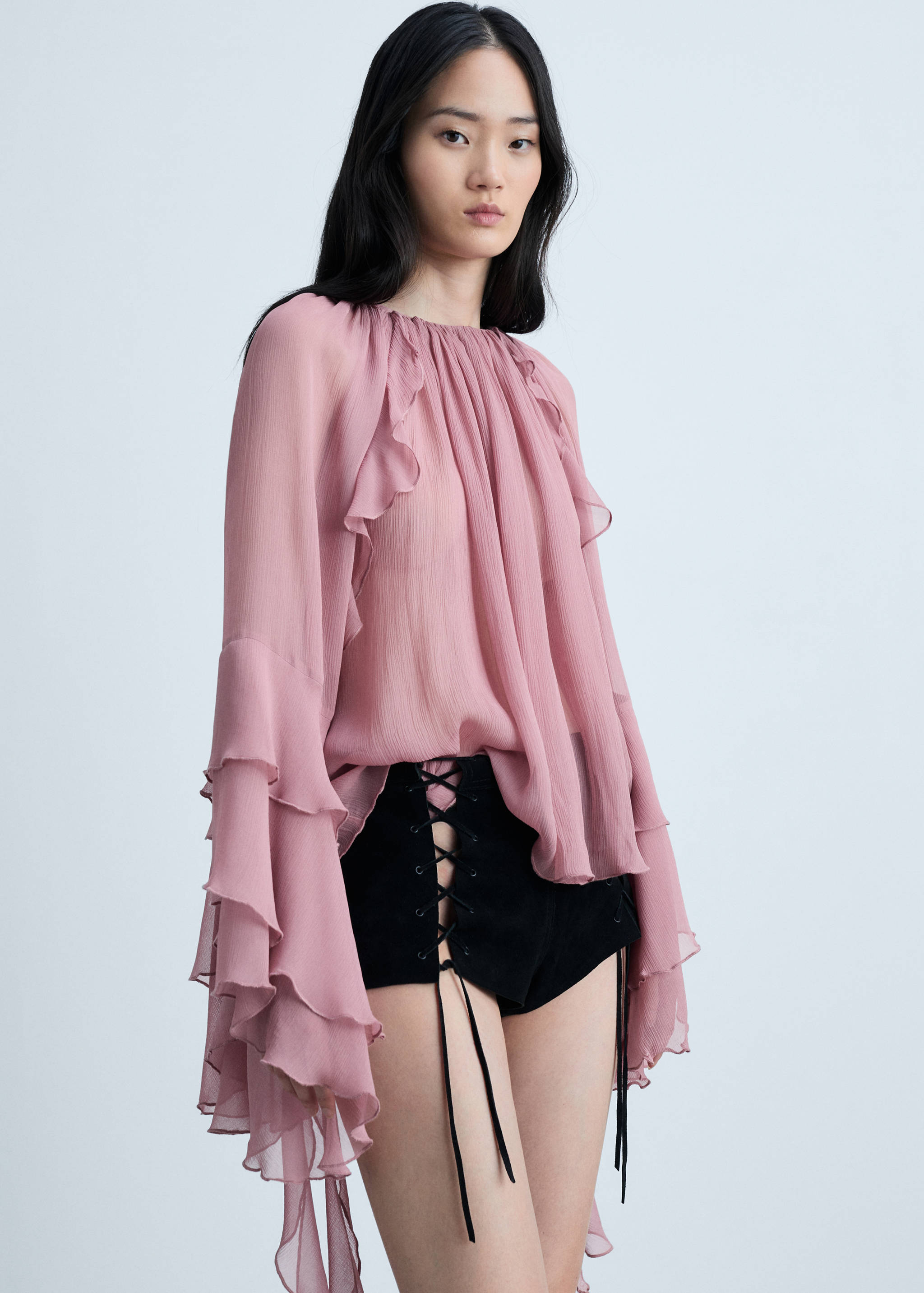 Ruffled chiffon blouse - Medium plane