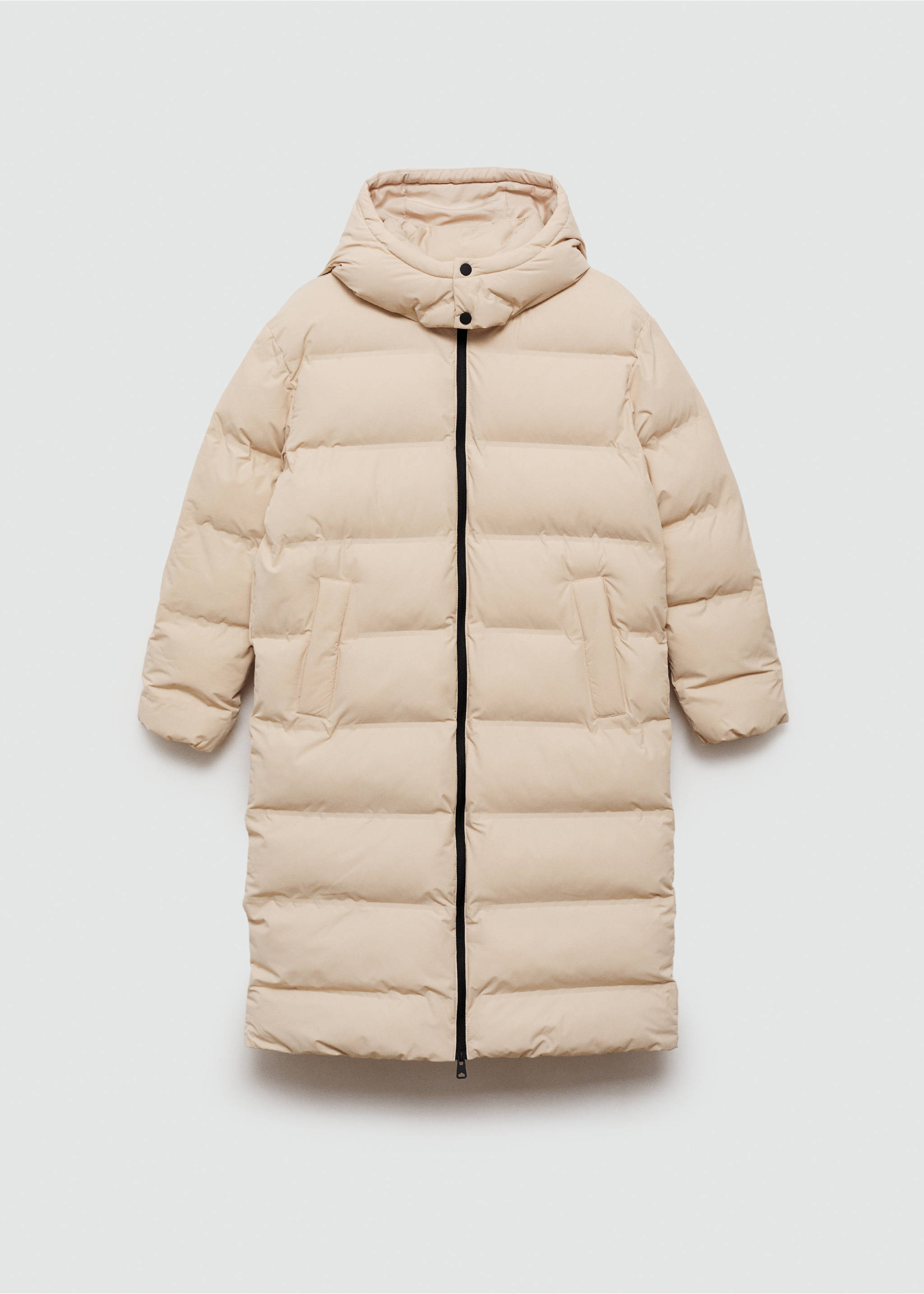 Quilted long coat - Article without model, Beige. Ref: 77005633-00.