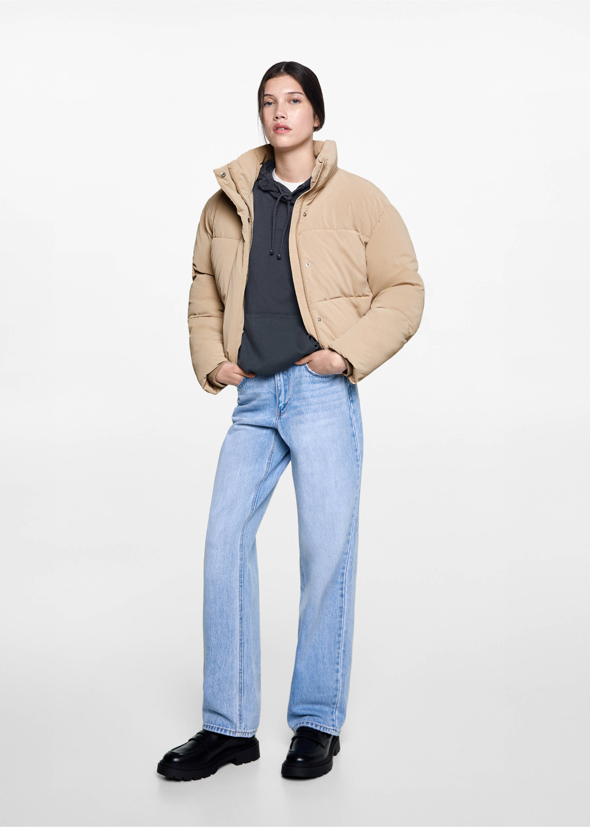 Anorak acolchado - Plano general, Beige. Ref: 77005635-00.