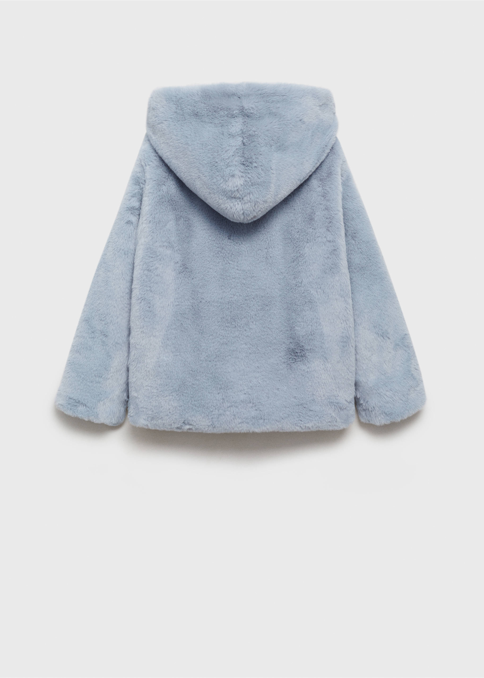 Manteau capuche imitation fourrure - Verso de l’article, Bleu. Ref: 77005636-00.