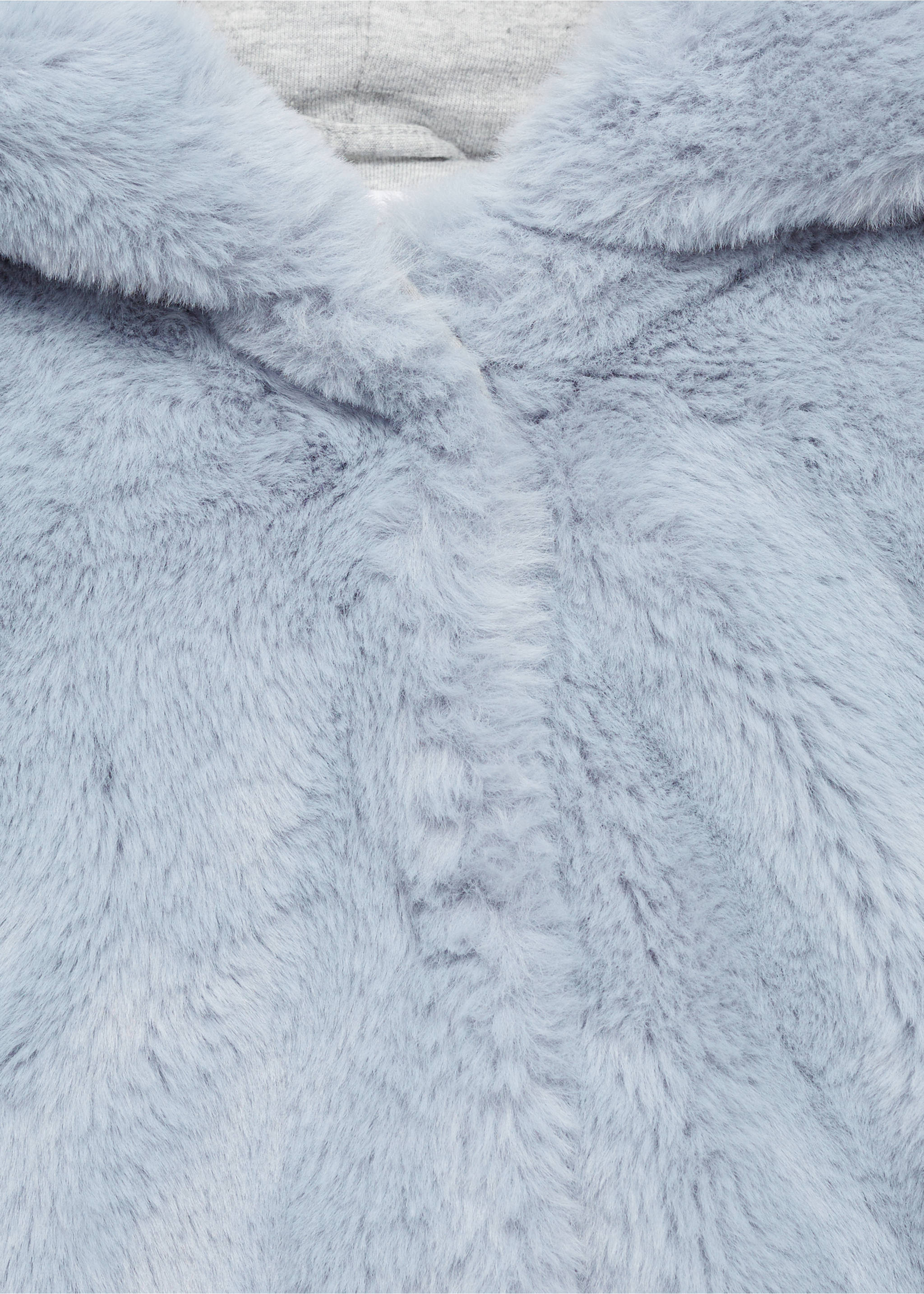 Manteau capuche imitation fourrure - Détail de l'article 8, Bleu. Ref: 77005636-00.