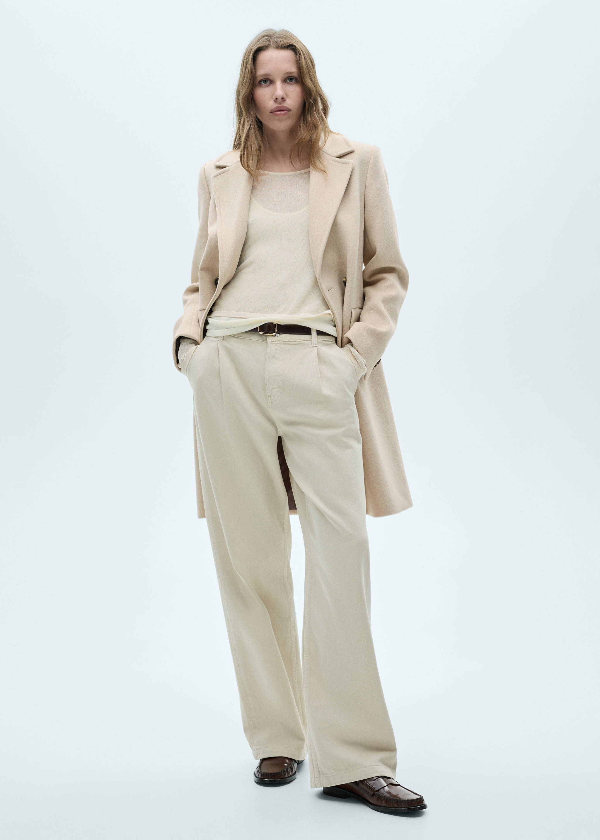 Double-breasted wool coat - General plane