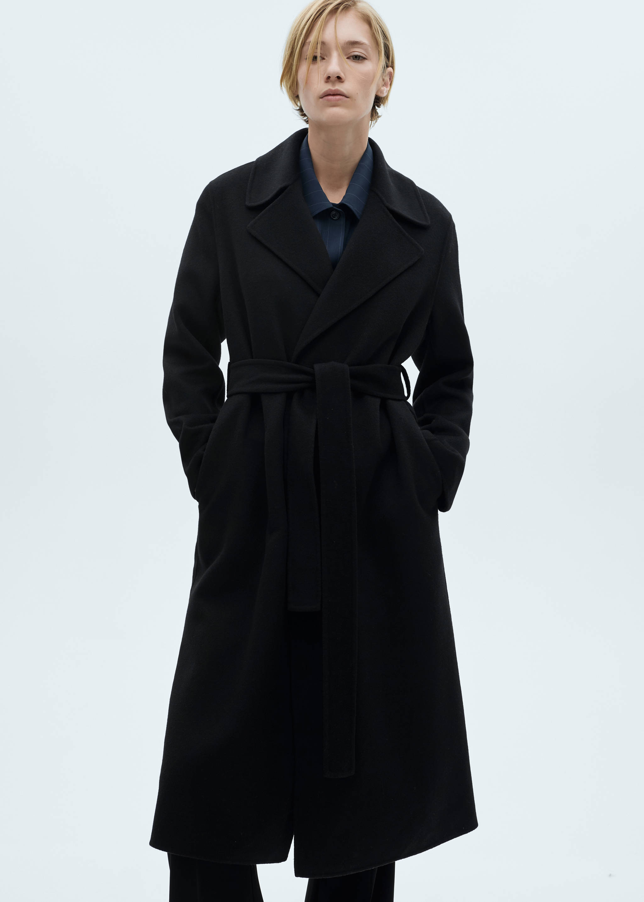 Handmade wool coat with belt - Medium plane