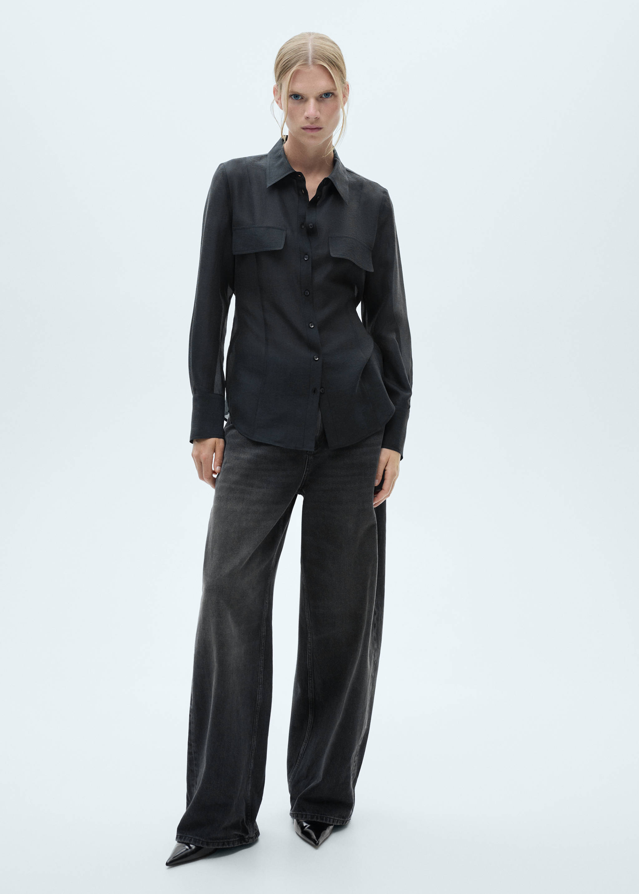 Lyocell shirt with bow - General plane