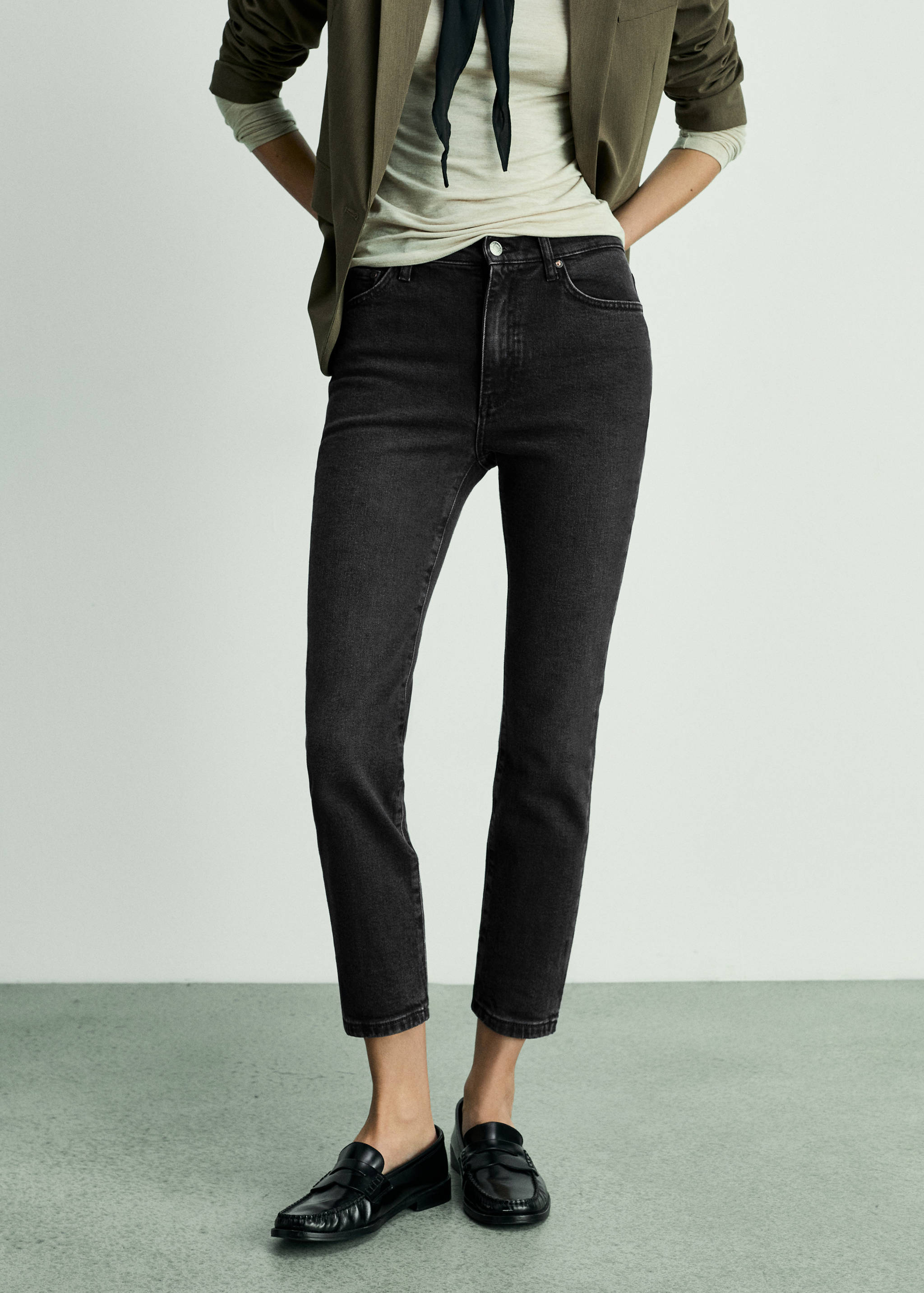 Claudia slim-fit cropped jeans - Medium plane