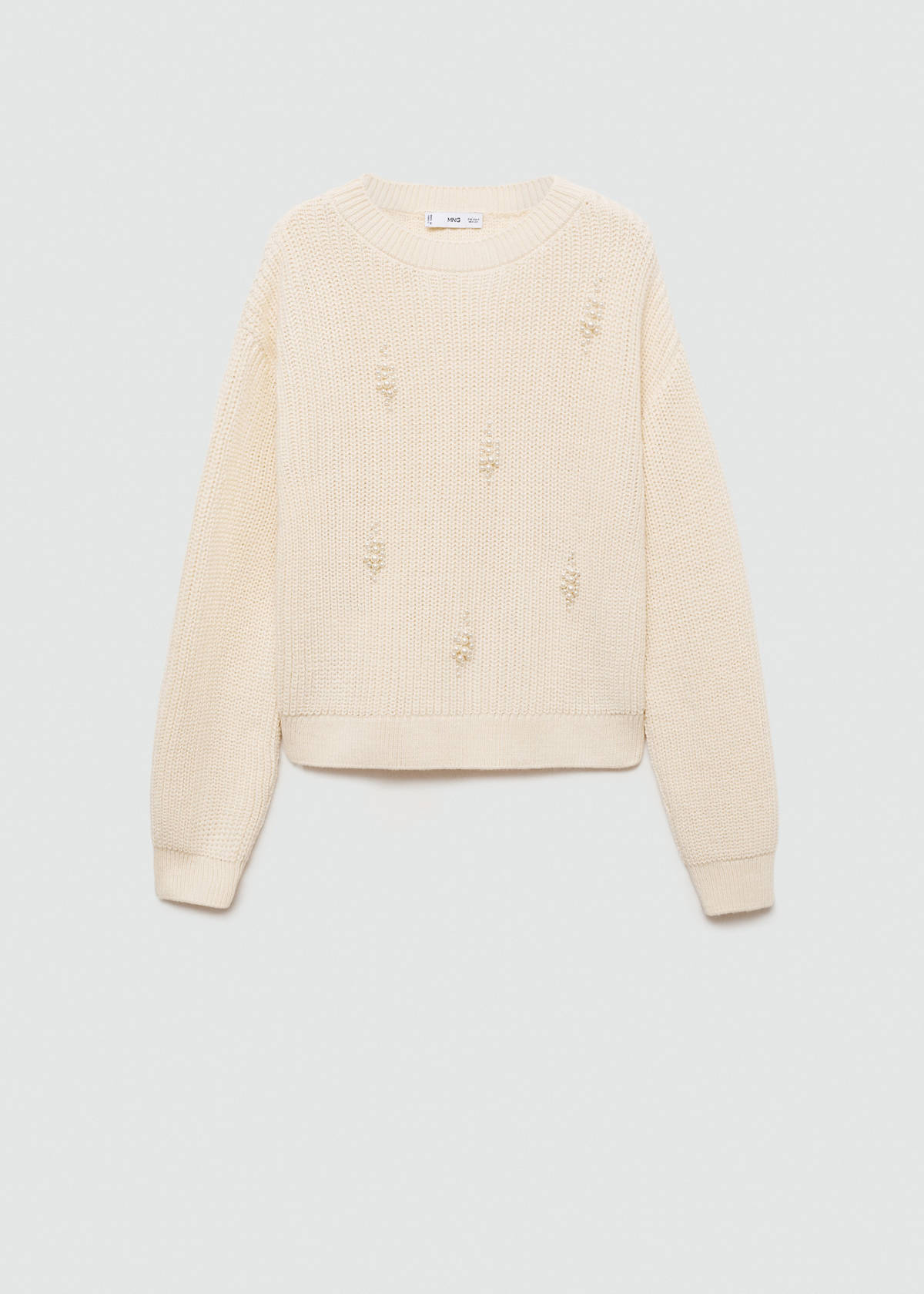 Pearl chunky-knit sweater — Ecru