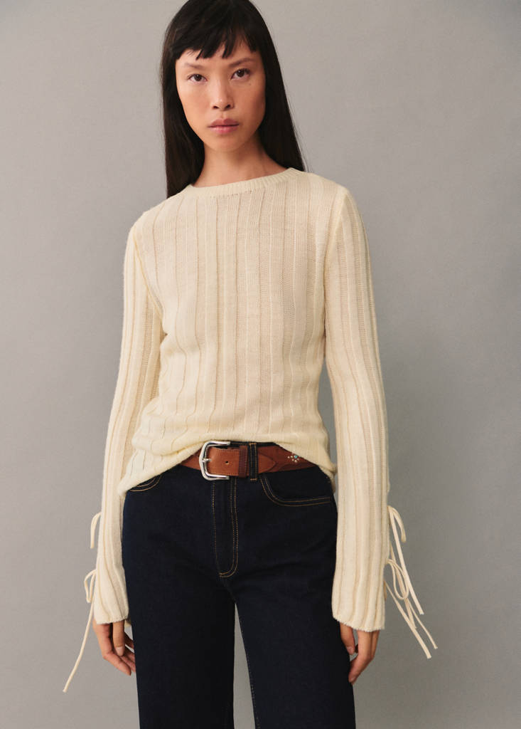 Bows ribbed sweater