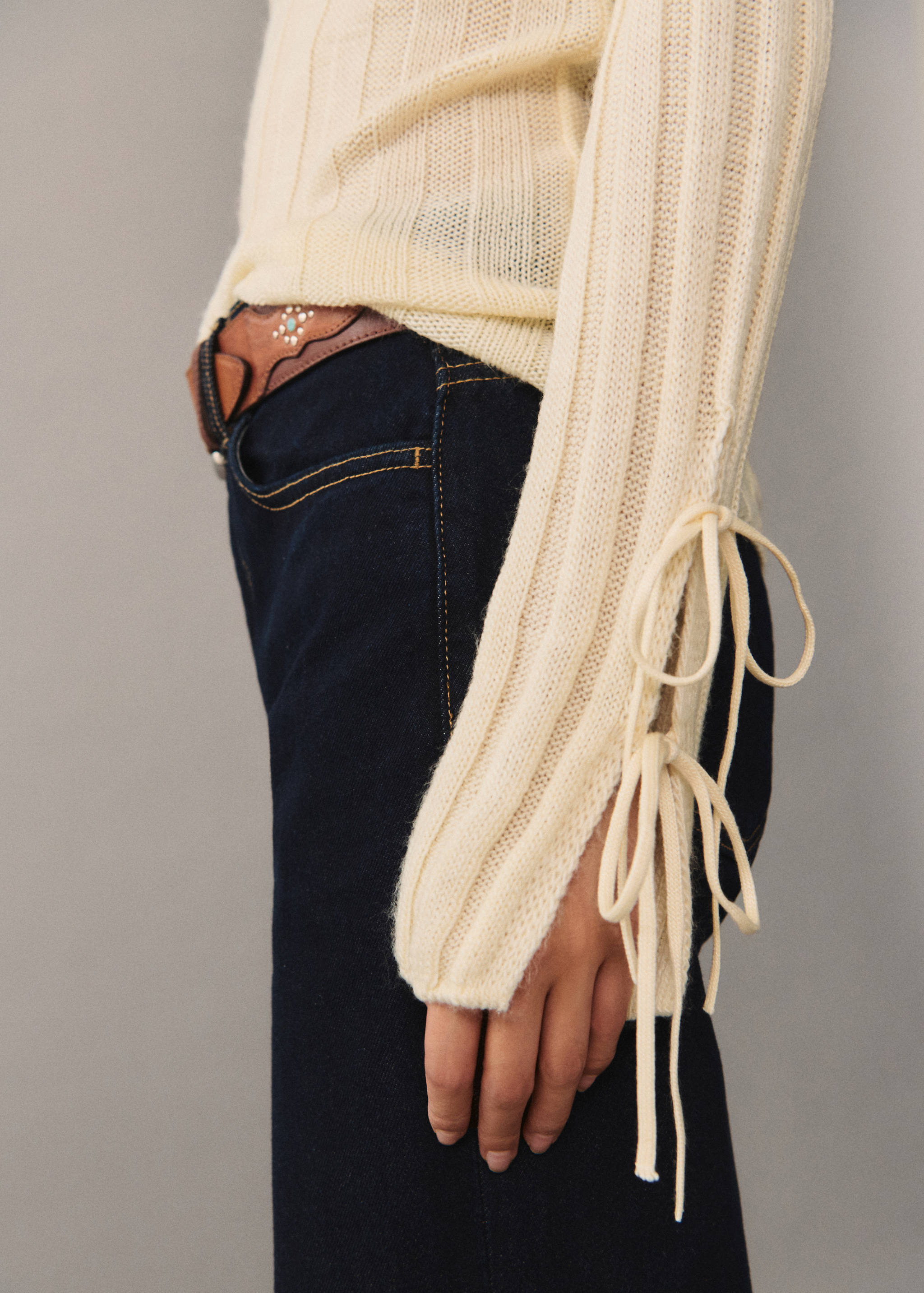 Джемпер в рубчик с завязками - Деталь изделия 6