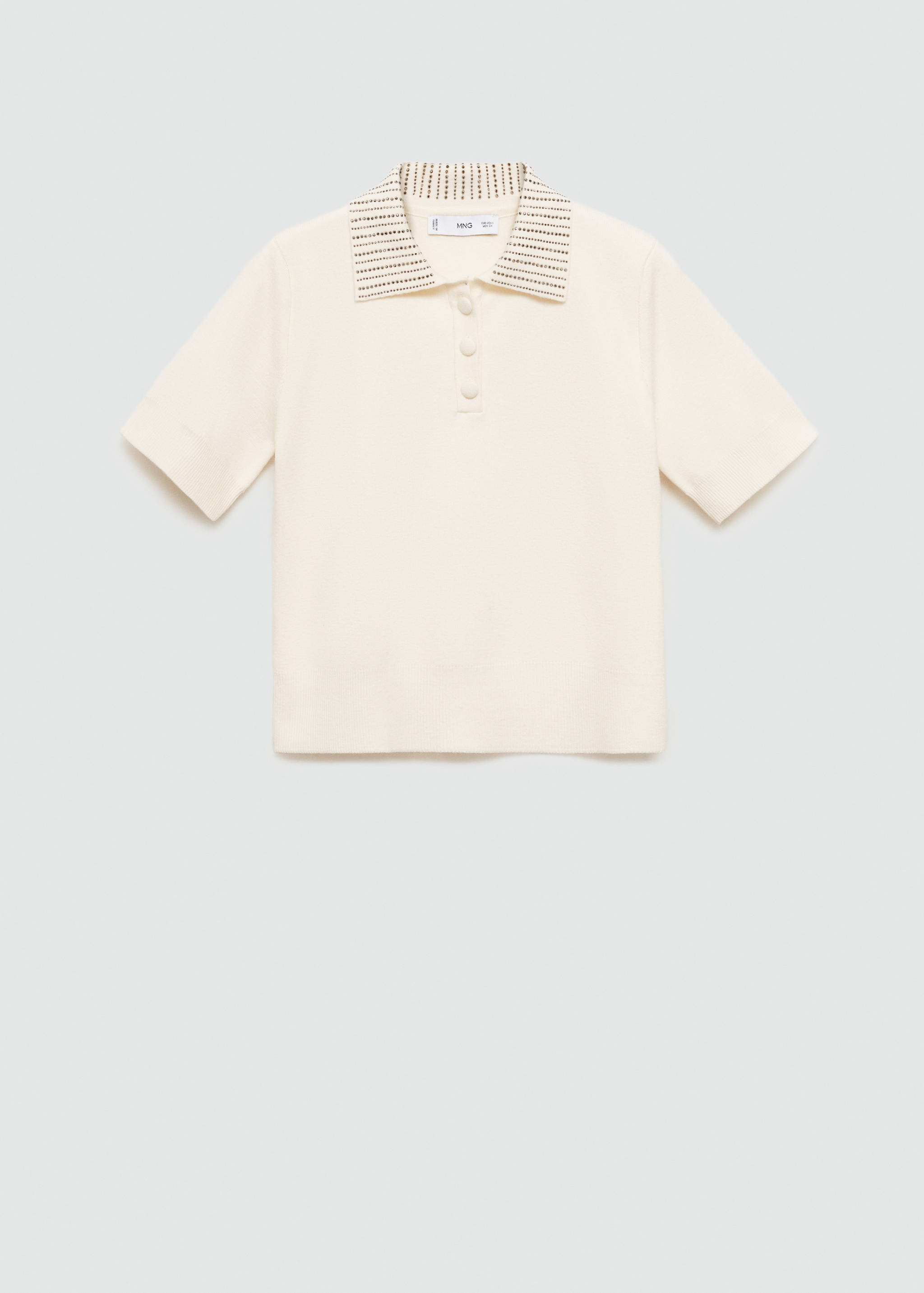 Knitted polo shirt with rhinestone collar - Article without model