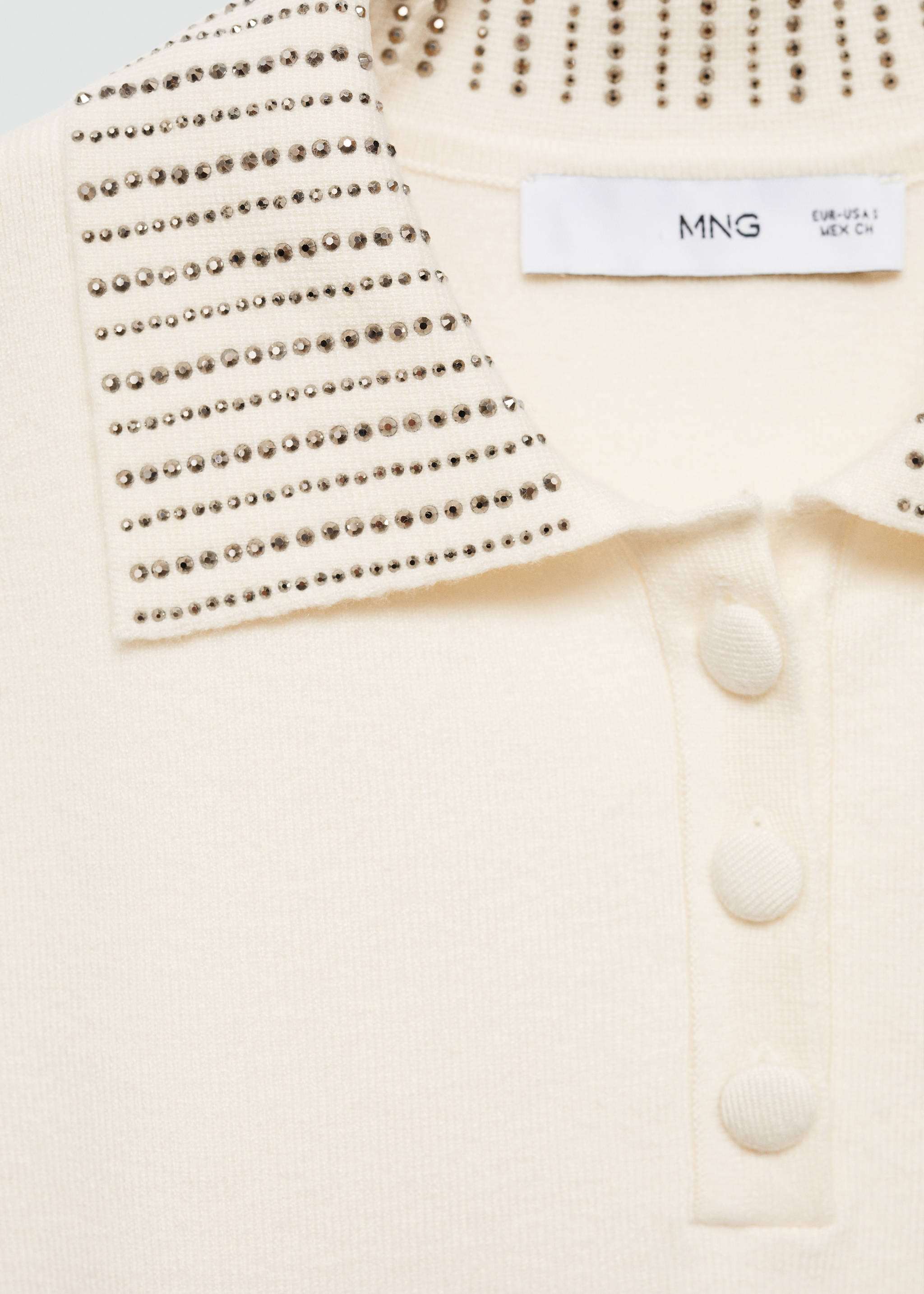 Knitted polo shirt with rhinestone collar - Details of the article 8