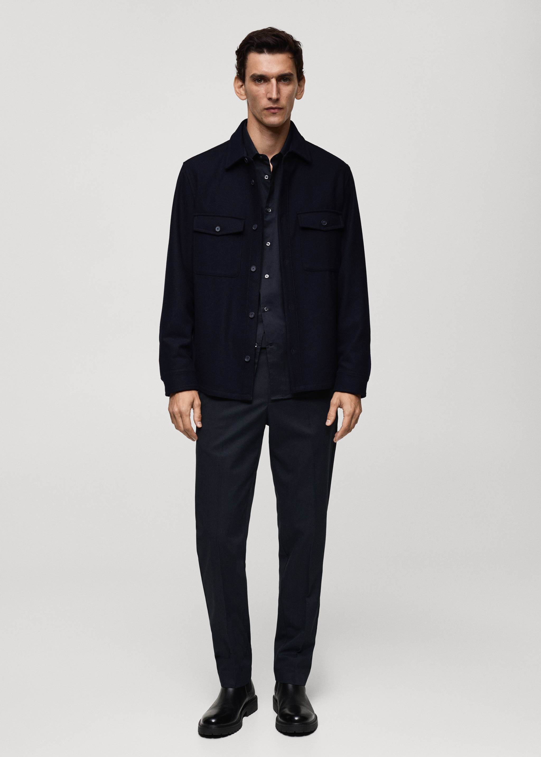 Wool overshirt with pockets - General plane